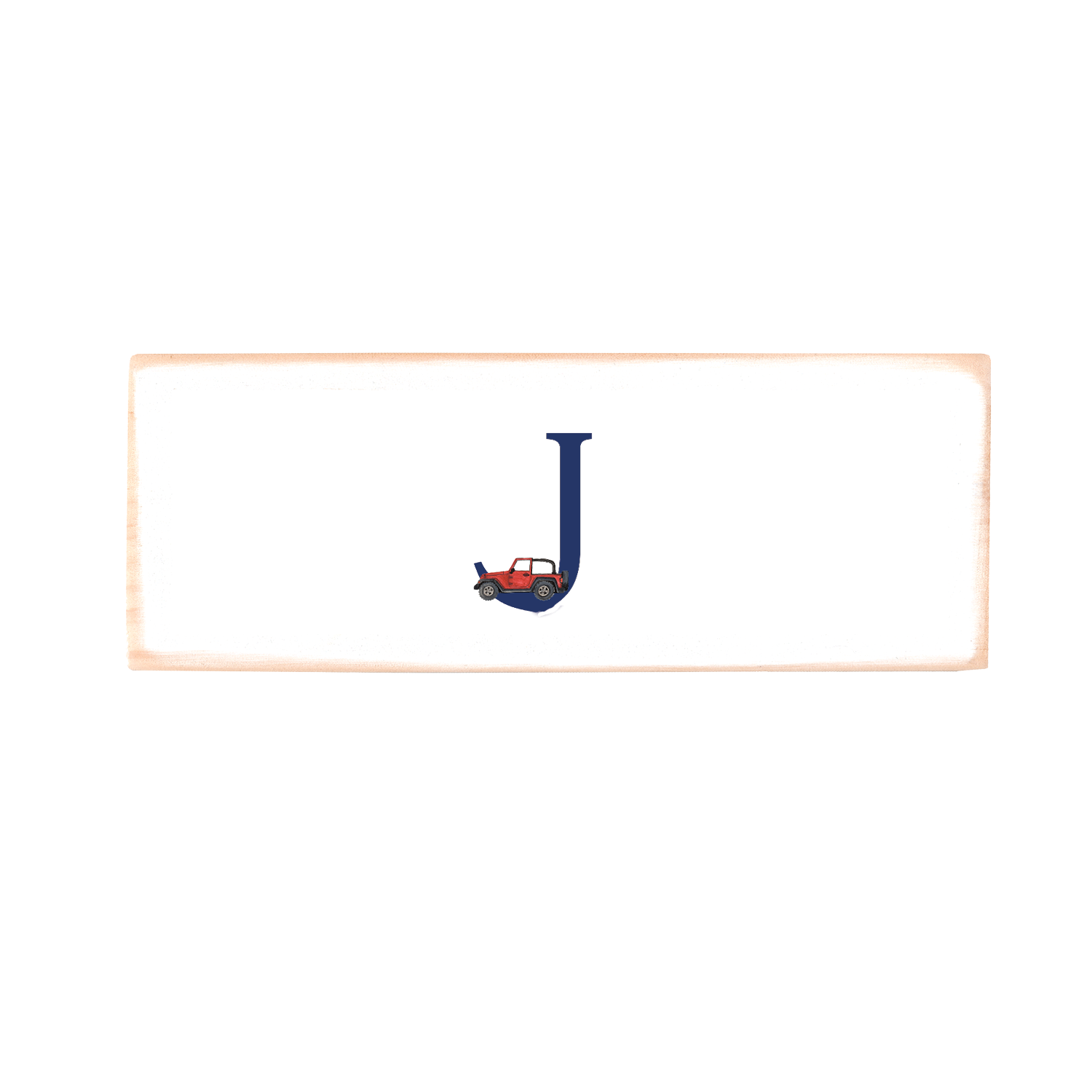 nautical alphabet - J wood block rectangle