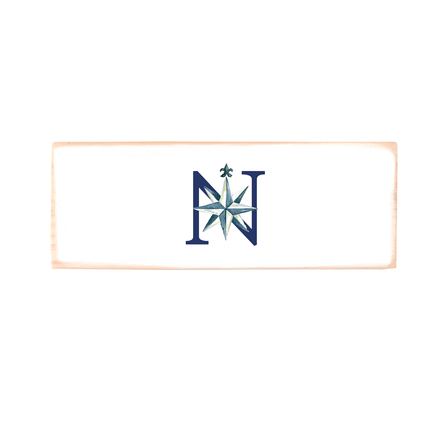 nautical alphabet - N wood block rectangle