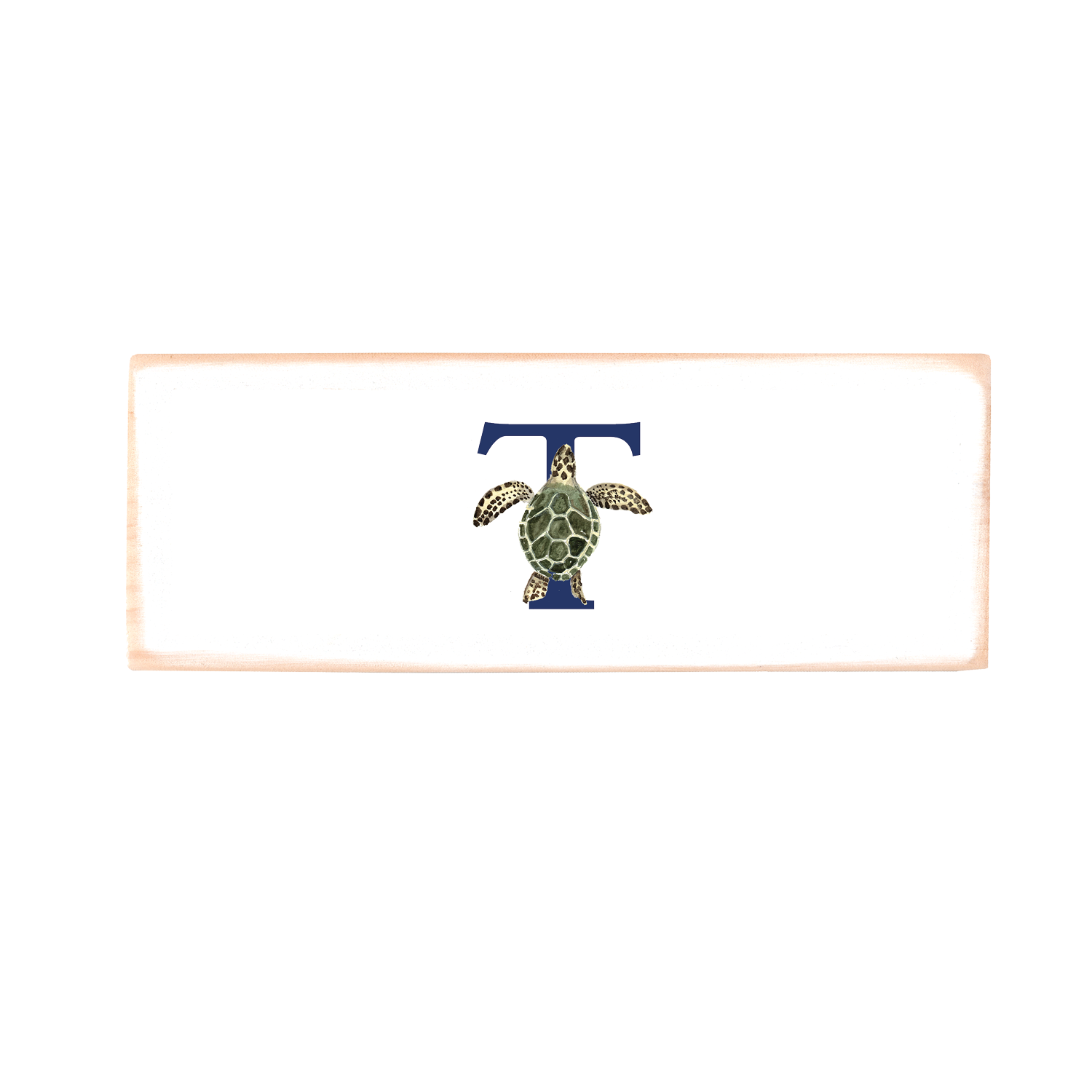 nautical alphabet - T wood block rectangle