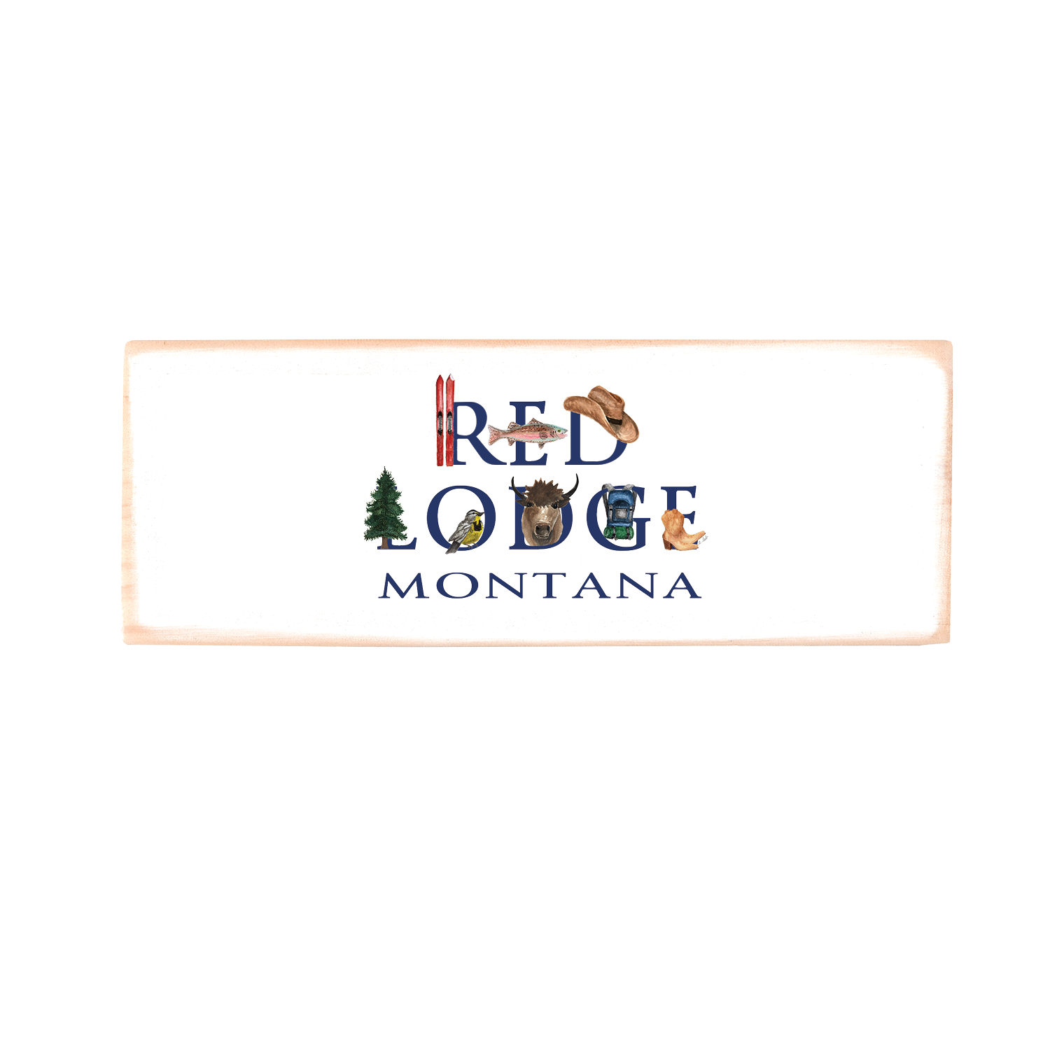 red lodge montana wood block rectangle