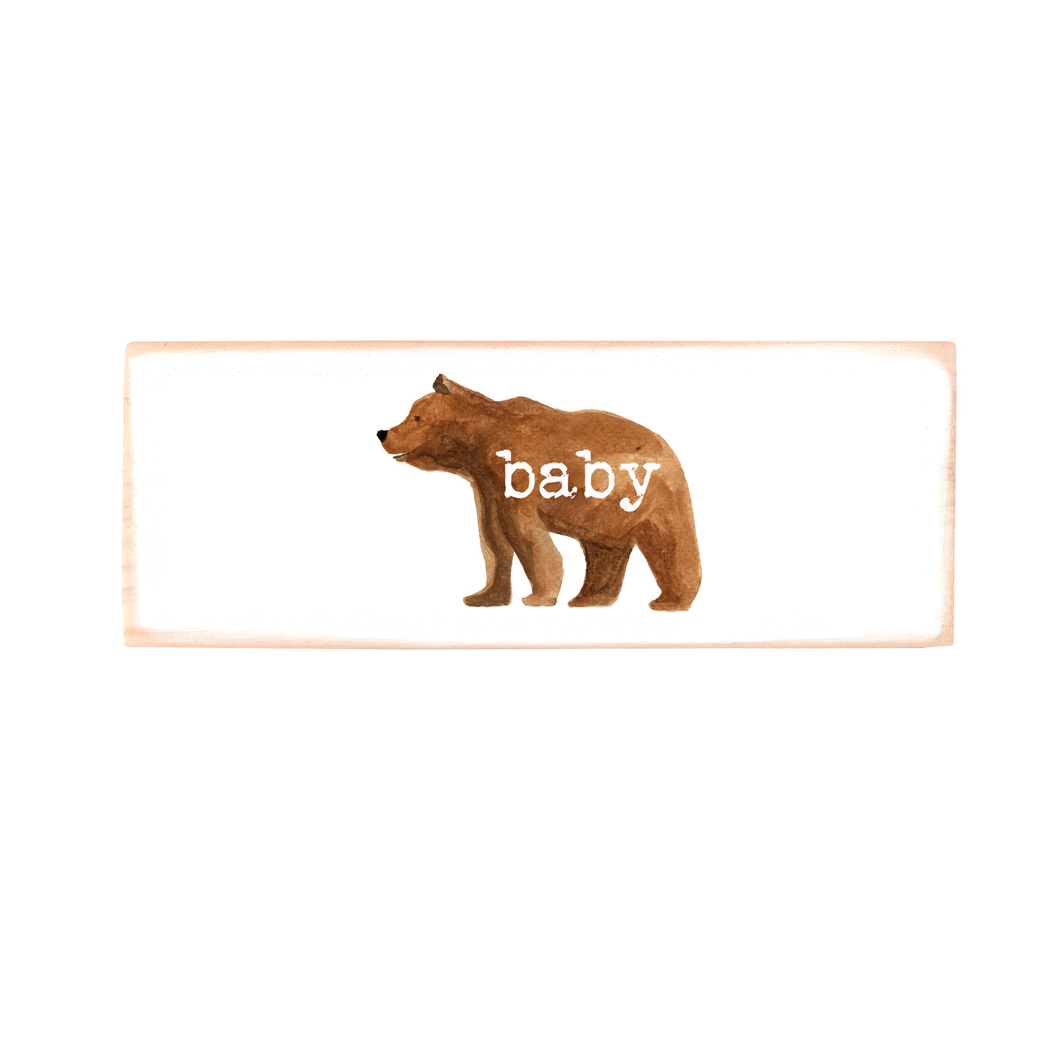 baby text bear wood block rectangle