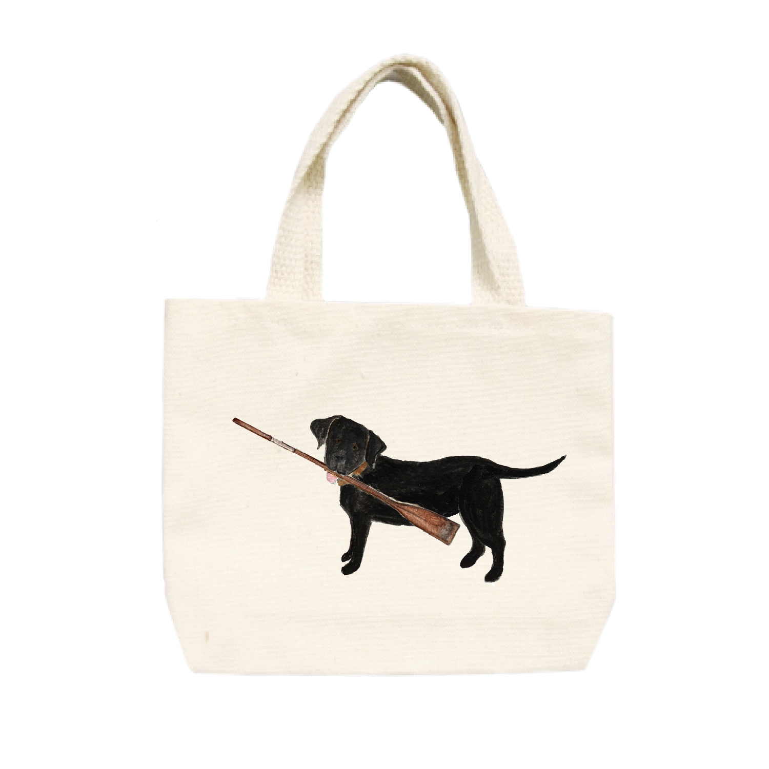 black lab with oar small tote