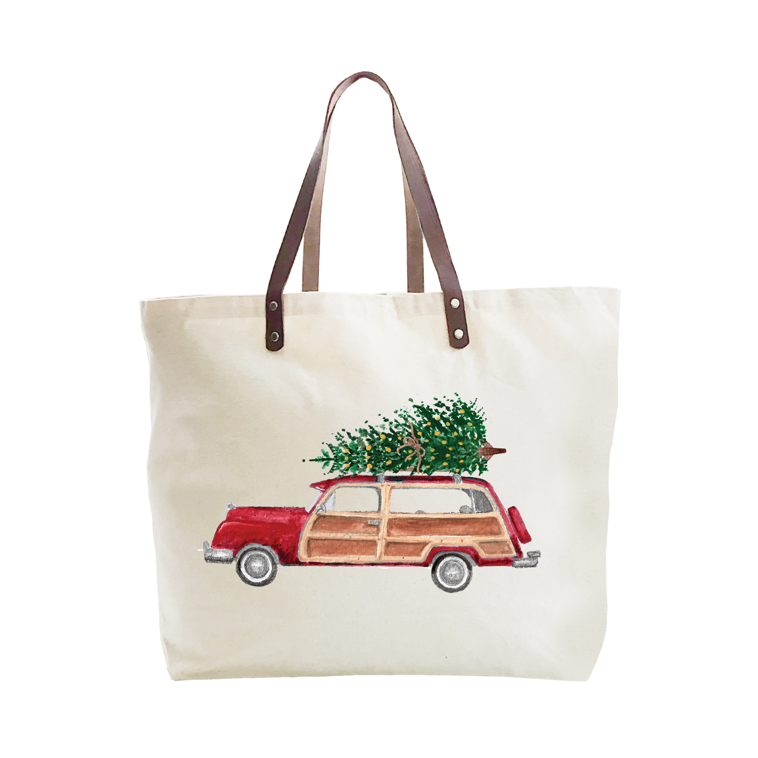red woody with tree large tote