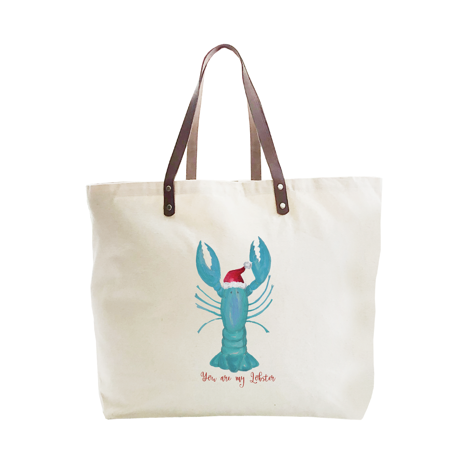 lobster cooked santa hat large tote
