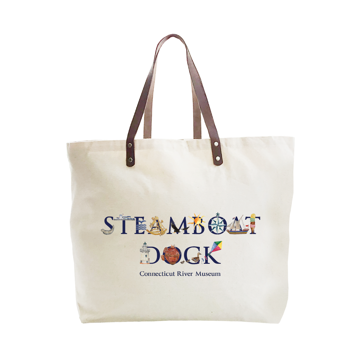 steamboat dock ct river musuem large tote