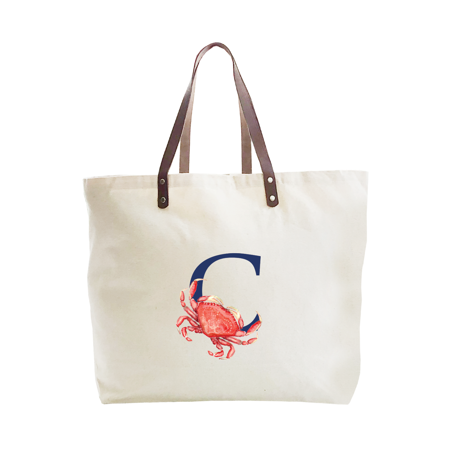 nautical alphabet - C large tote