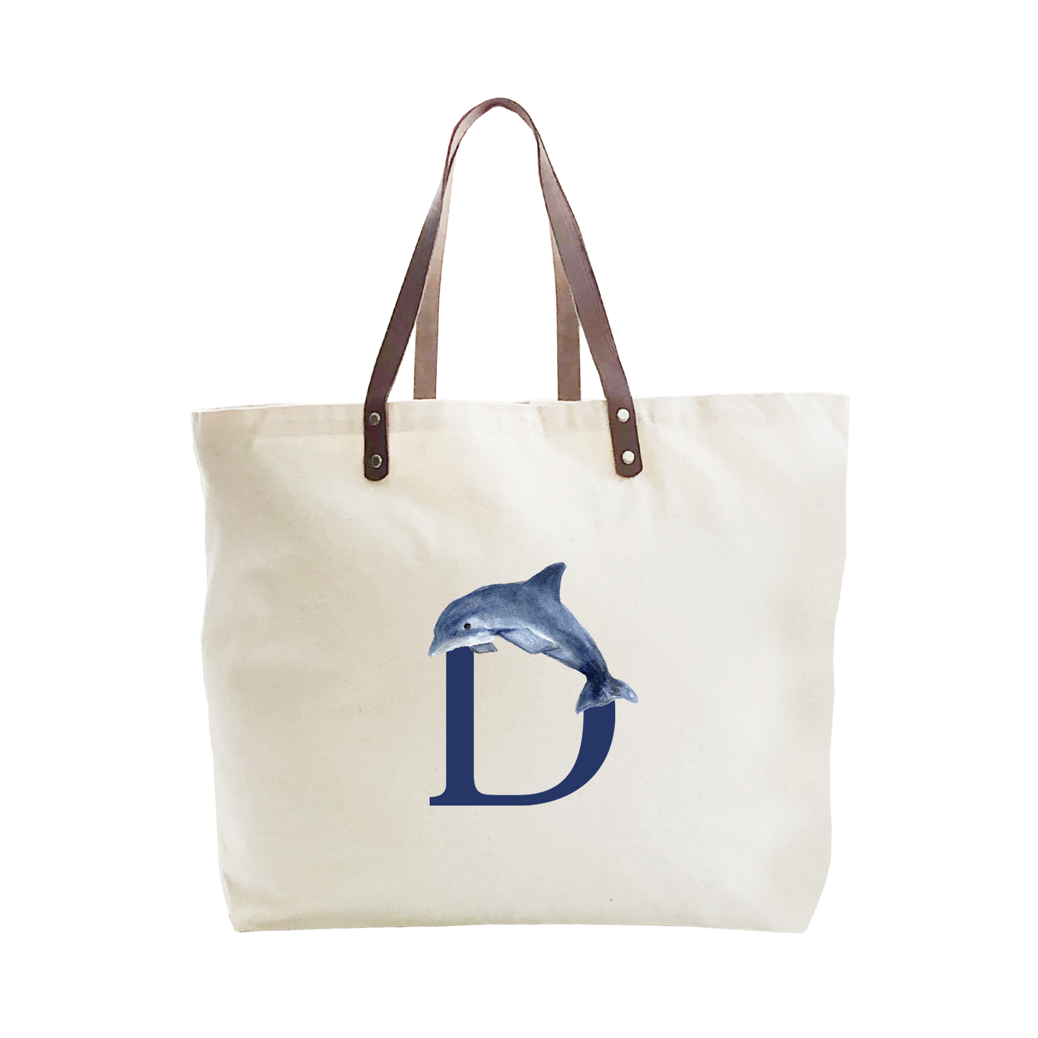nautical alphabet - D large tote