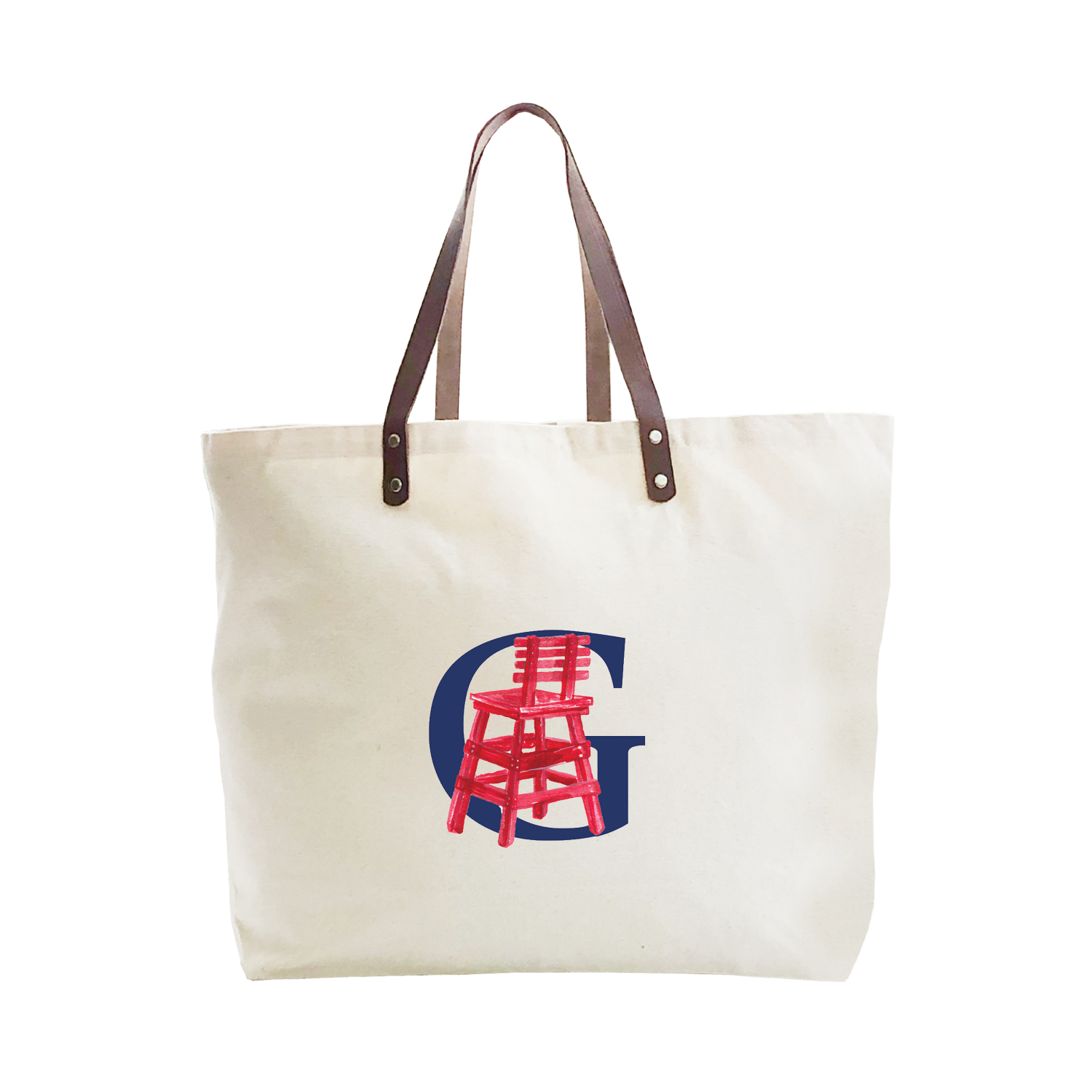 nautical alphabet - G large tote
