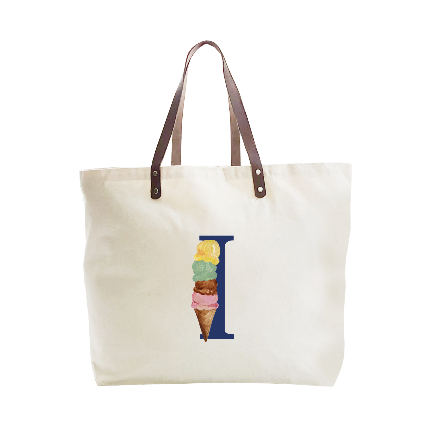 nautical alphabet - I large tote