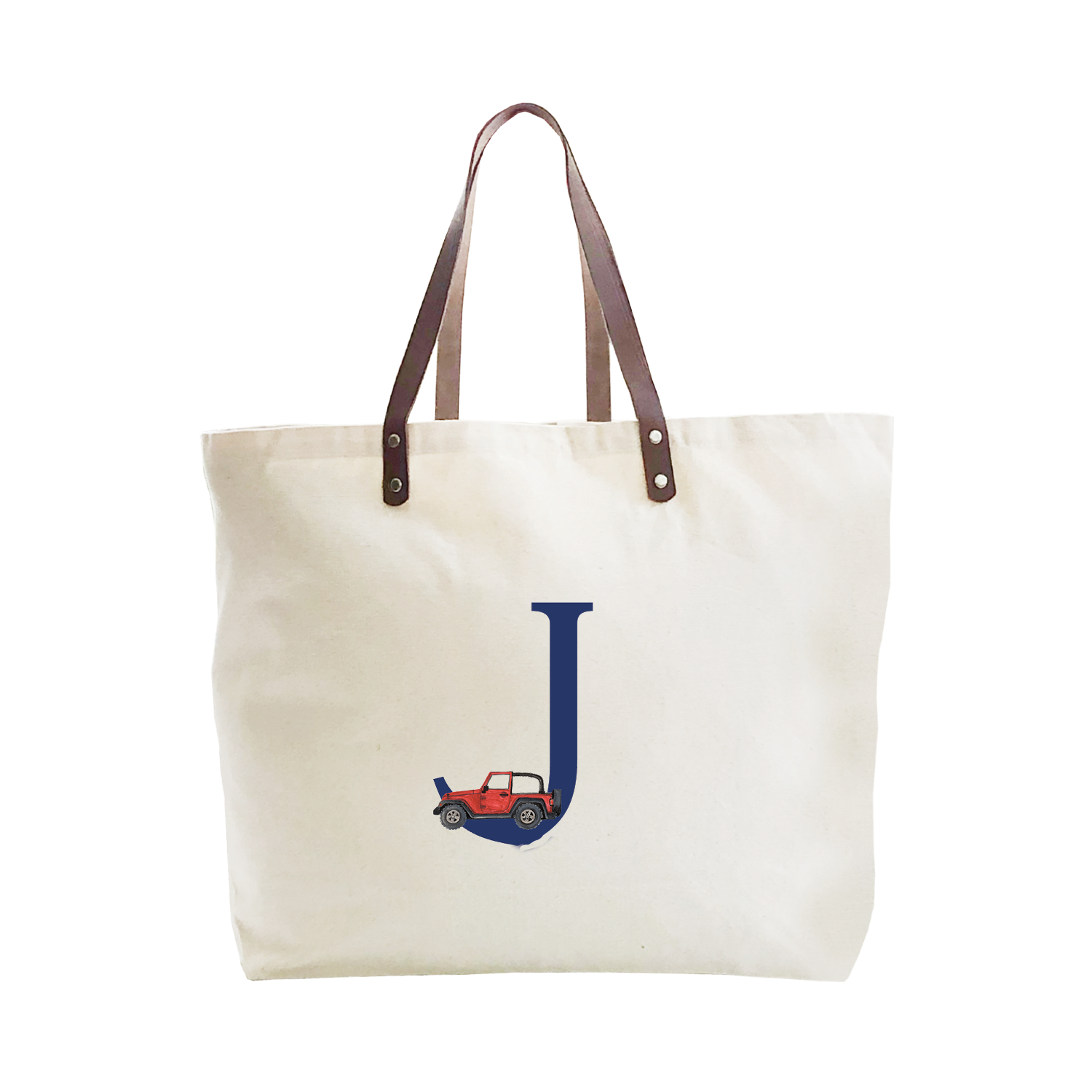nautical alphabet - J large tote