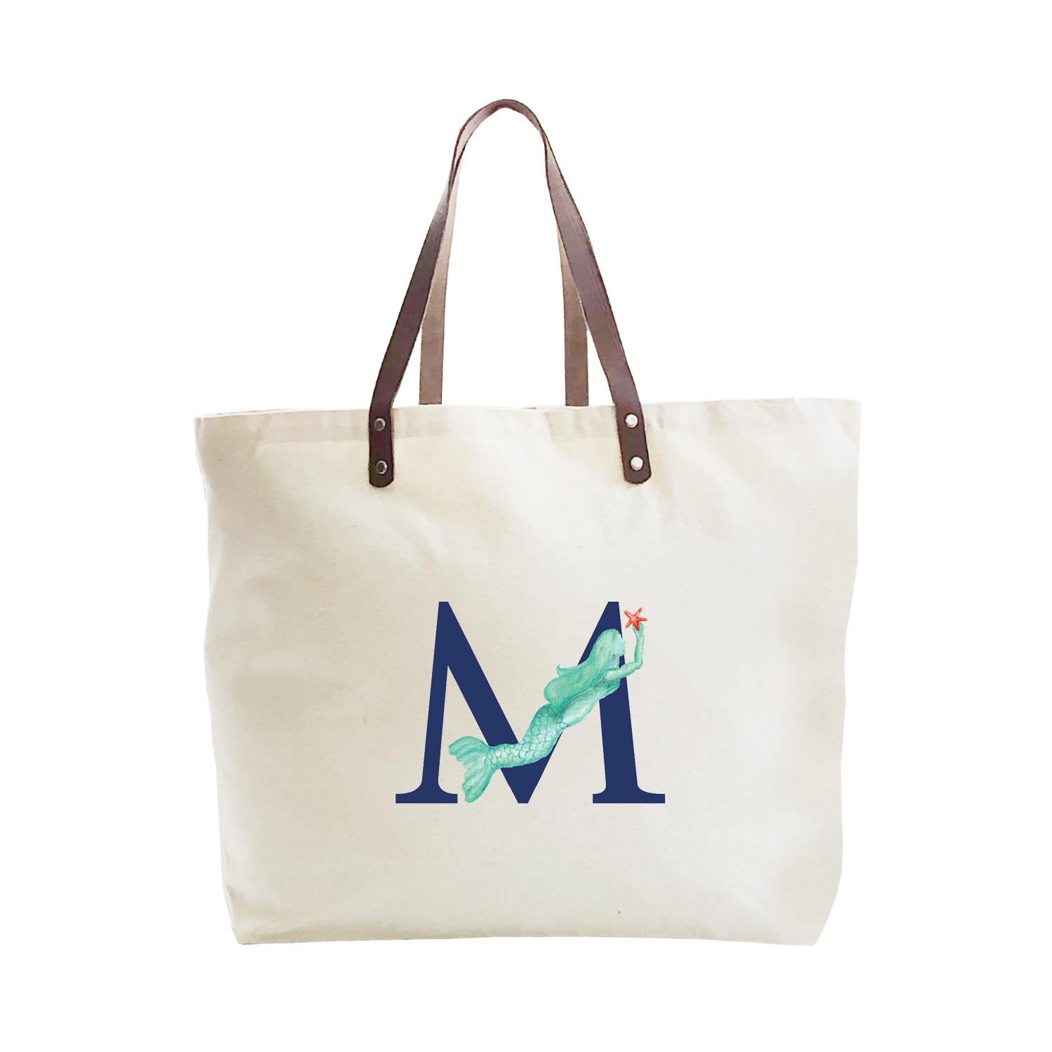 nautical alphabet - M large tote