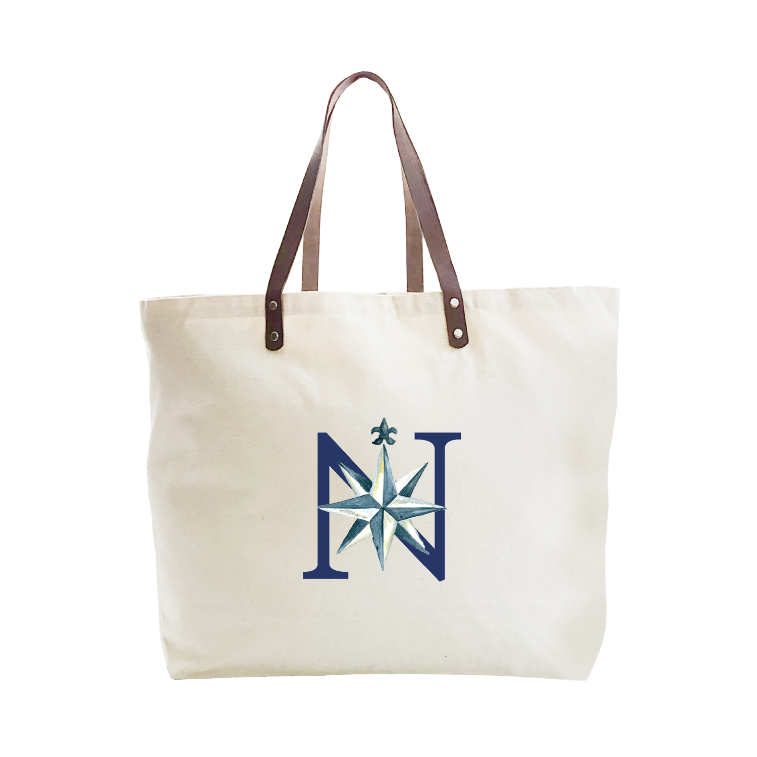 nautical alphabet - N large tote
