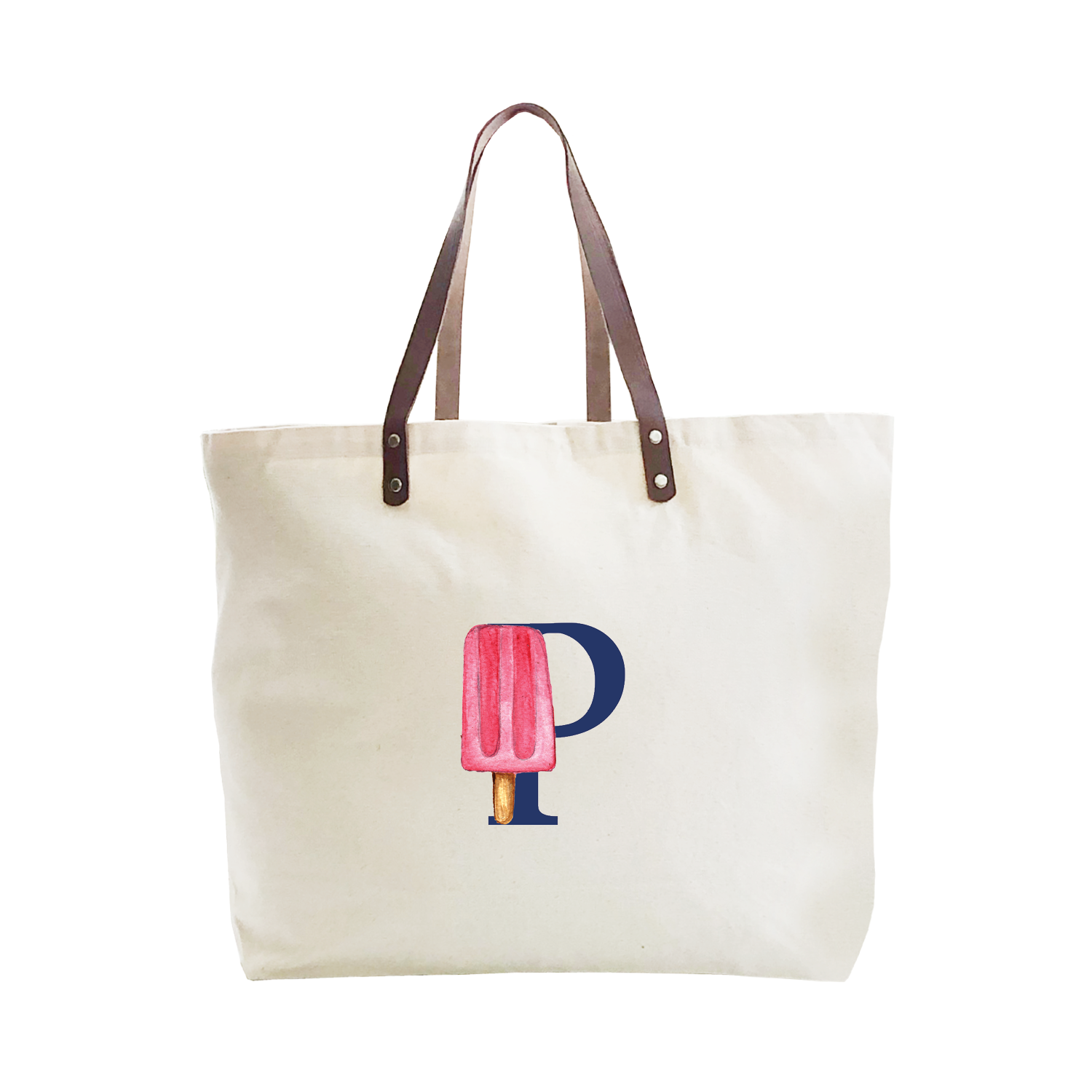 nautical alphabet - P large tote