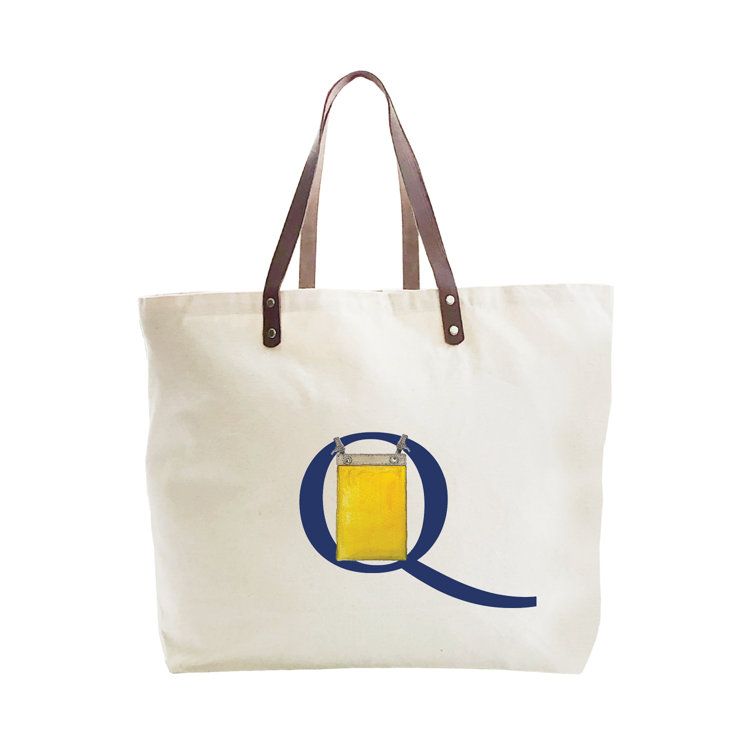 nautical alphabet - Q large tote