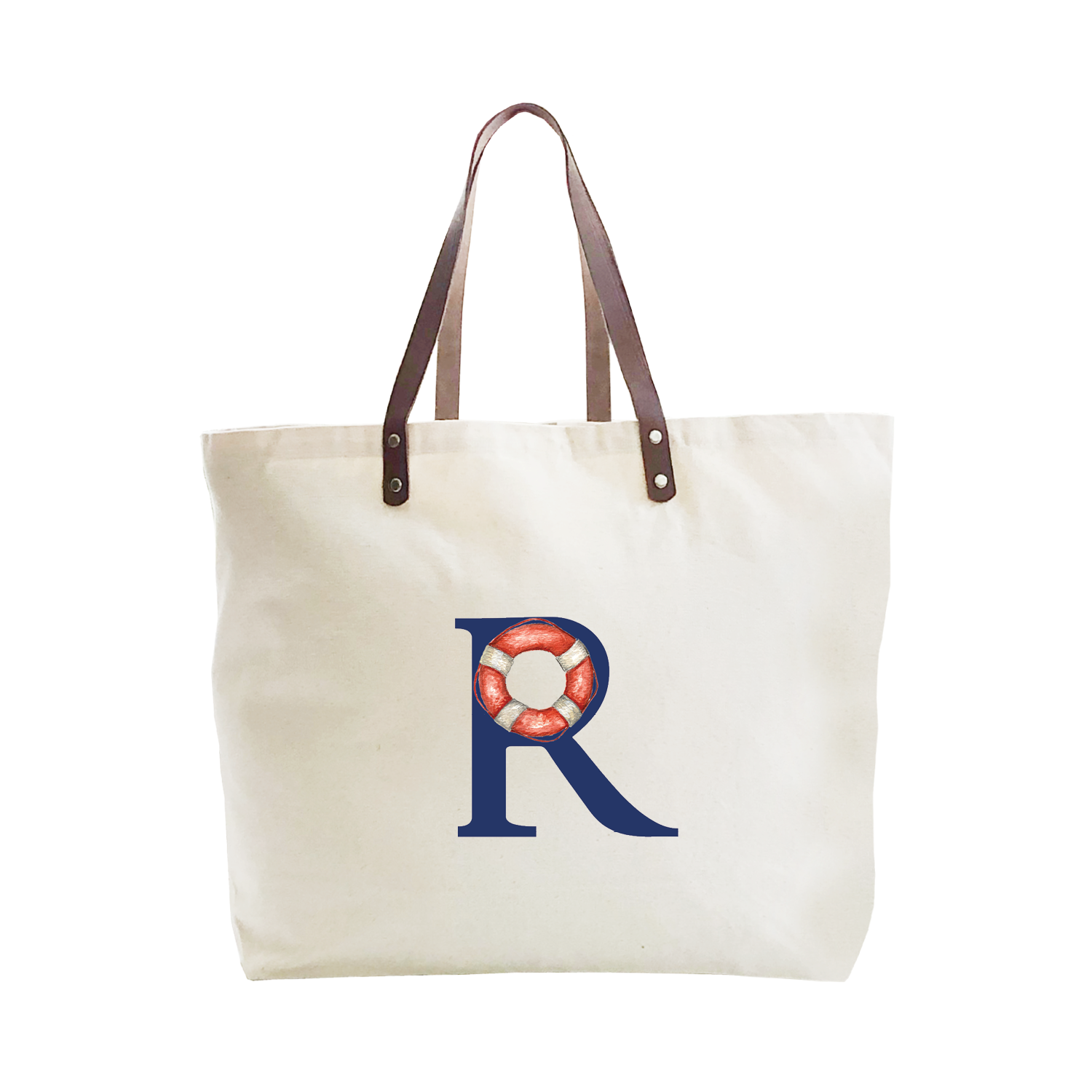 nautical alphabet - R large tote