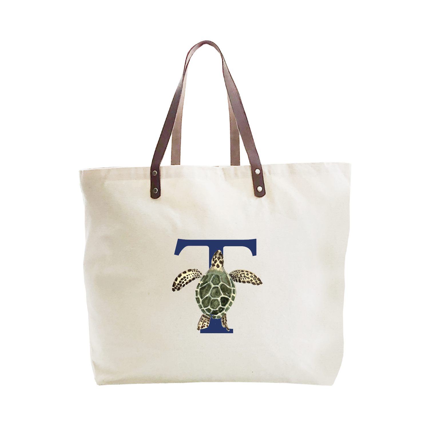 nautical alphabet - T large tote