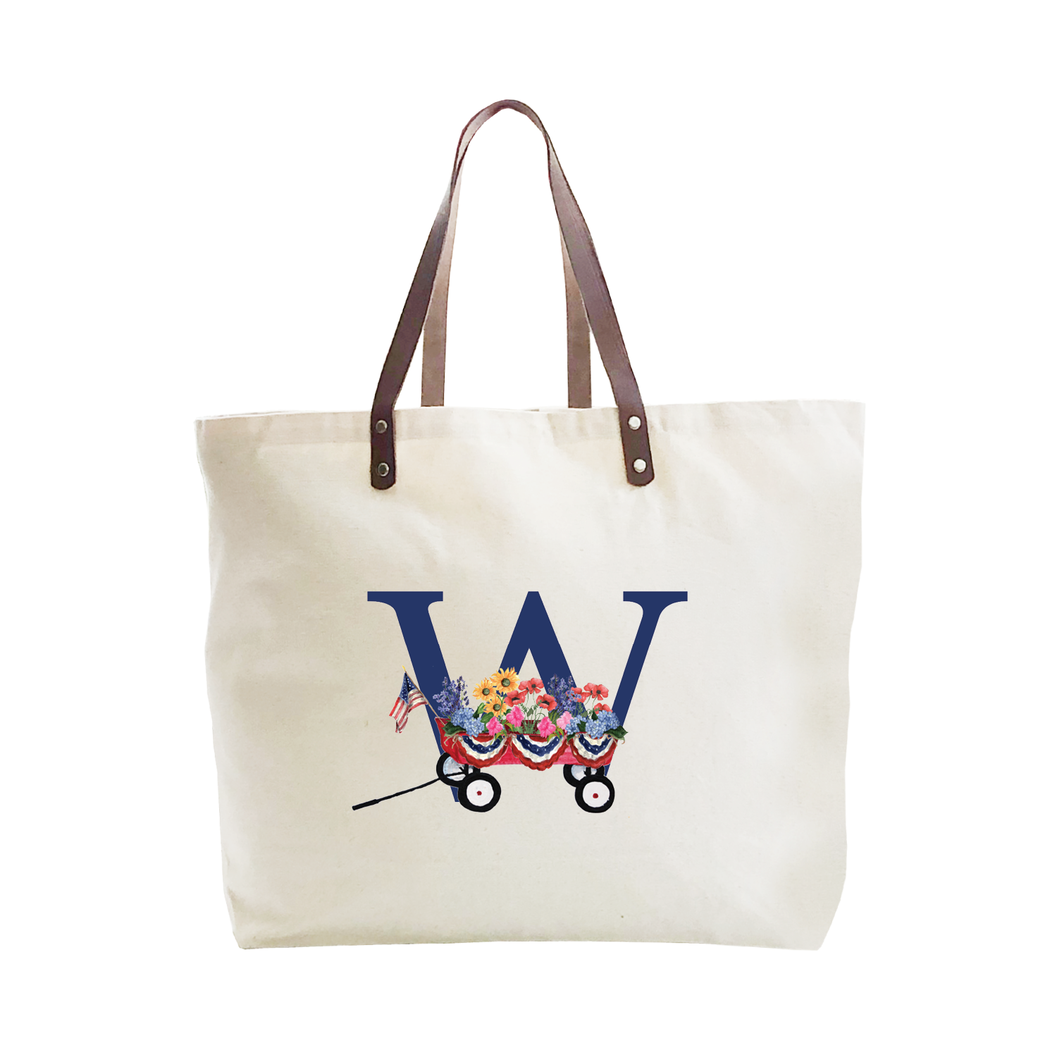 nautical alphabet - W large tote