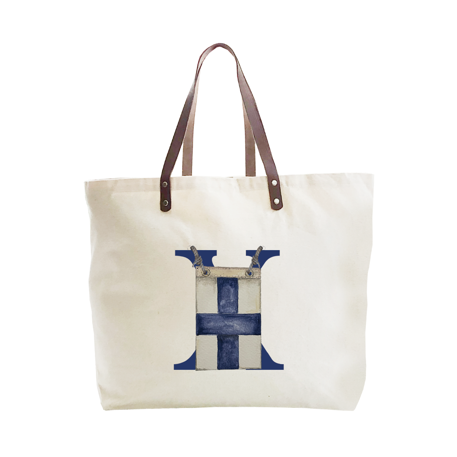 nautical alphabet - X large tote
