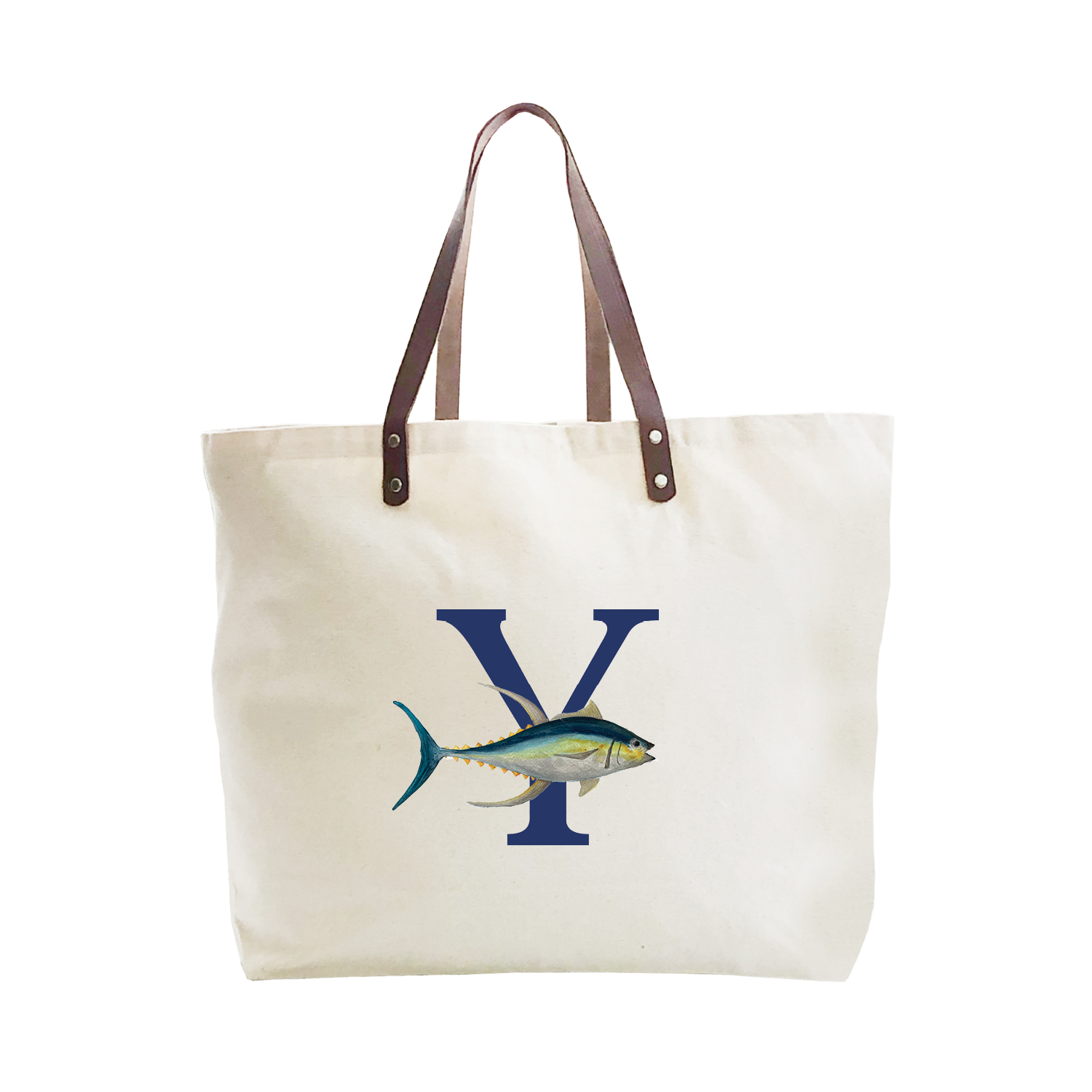 nautical alphabet - Y large tote