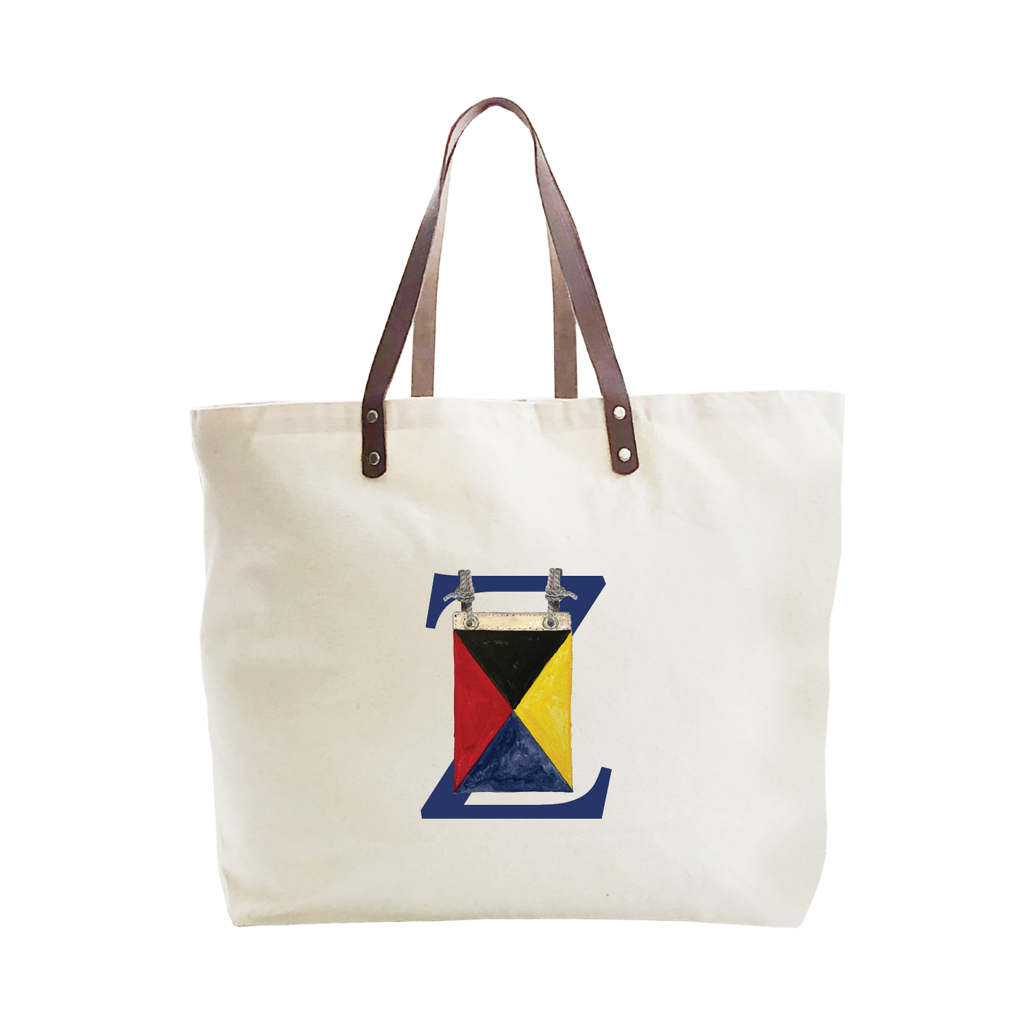 nautical alphabet - Z large tote
