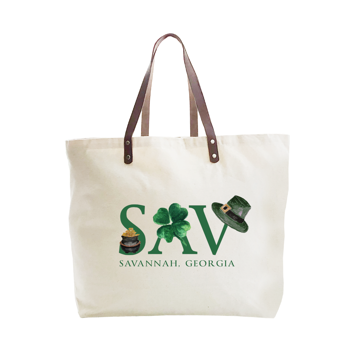 sav st patty's day large tote