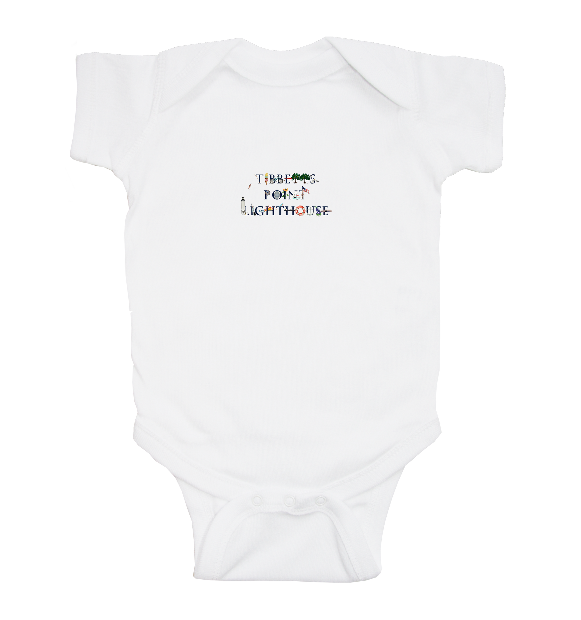 Tibbetts Point Lighthouse baby snap up short sleeve