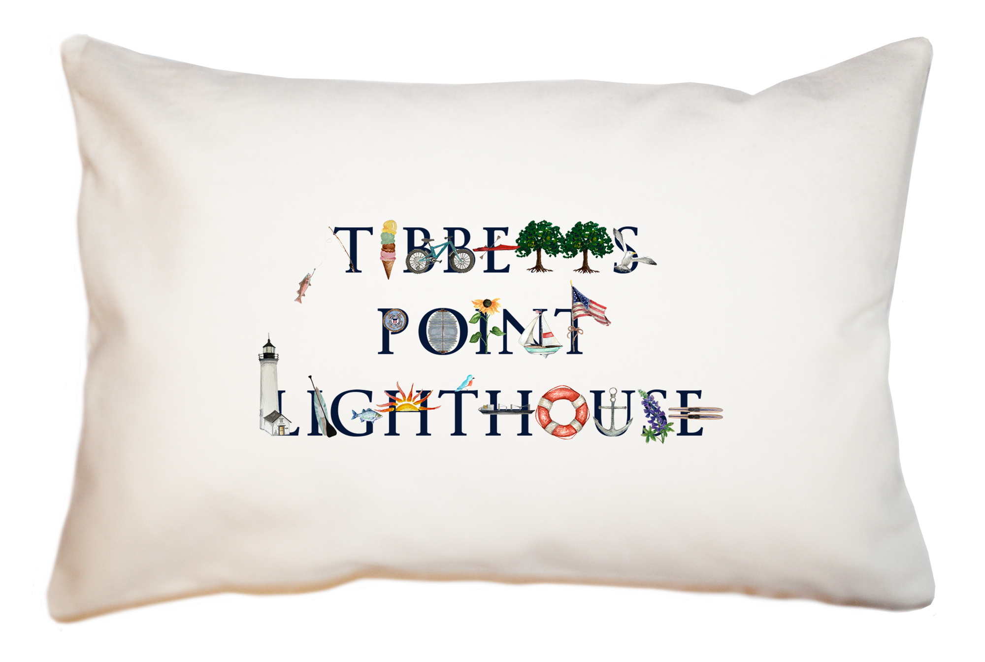Tibbetts Point Lighthouse large rectangle pillow