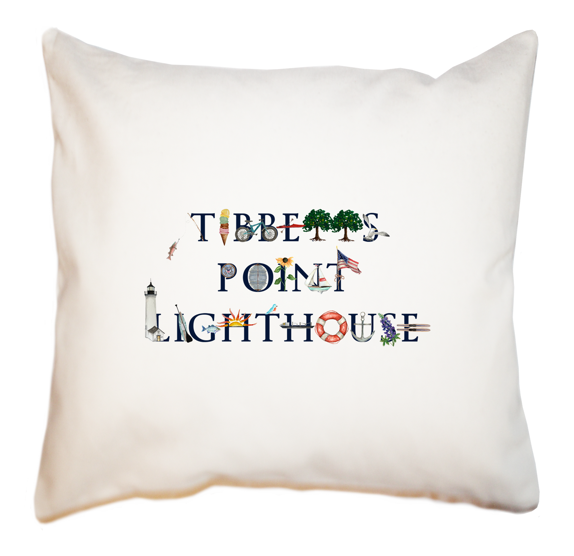 Tibbetts Point Lighthouse square pillow
