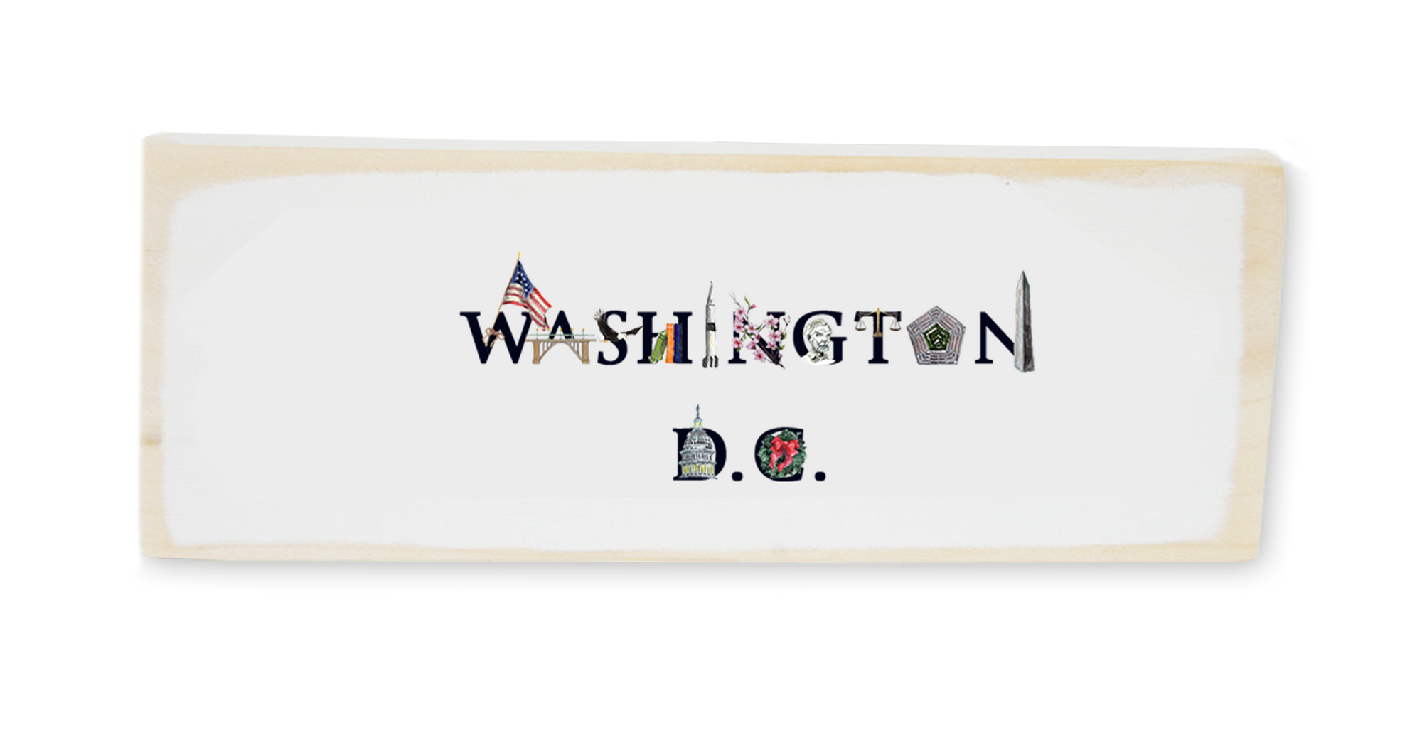 Washington DC wood block rectangle