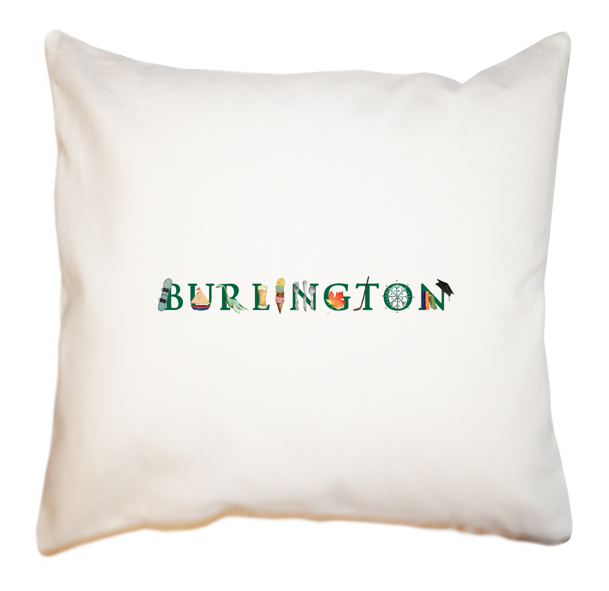 Burlington, VT square pillow