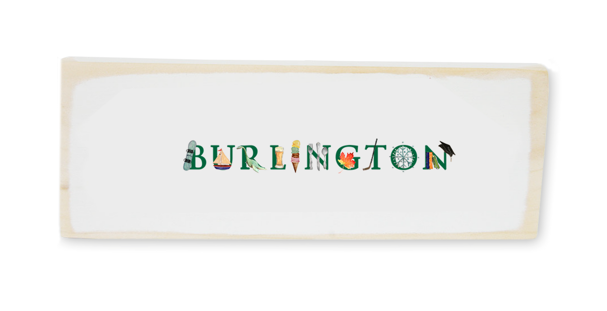 Burlington, VT wood block rectangle