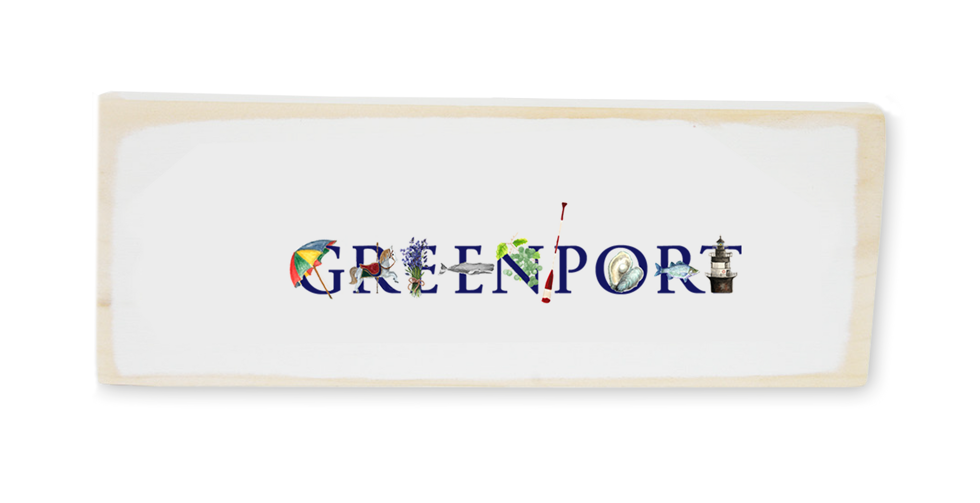 Greenport, NY wood block rectangle