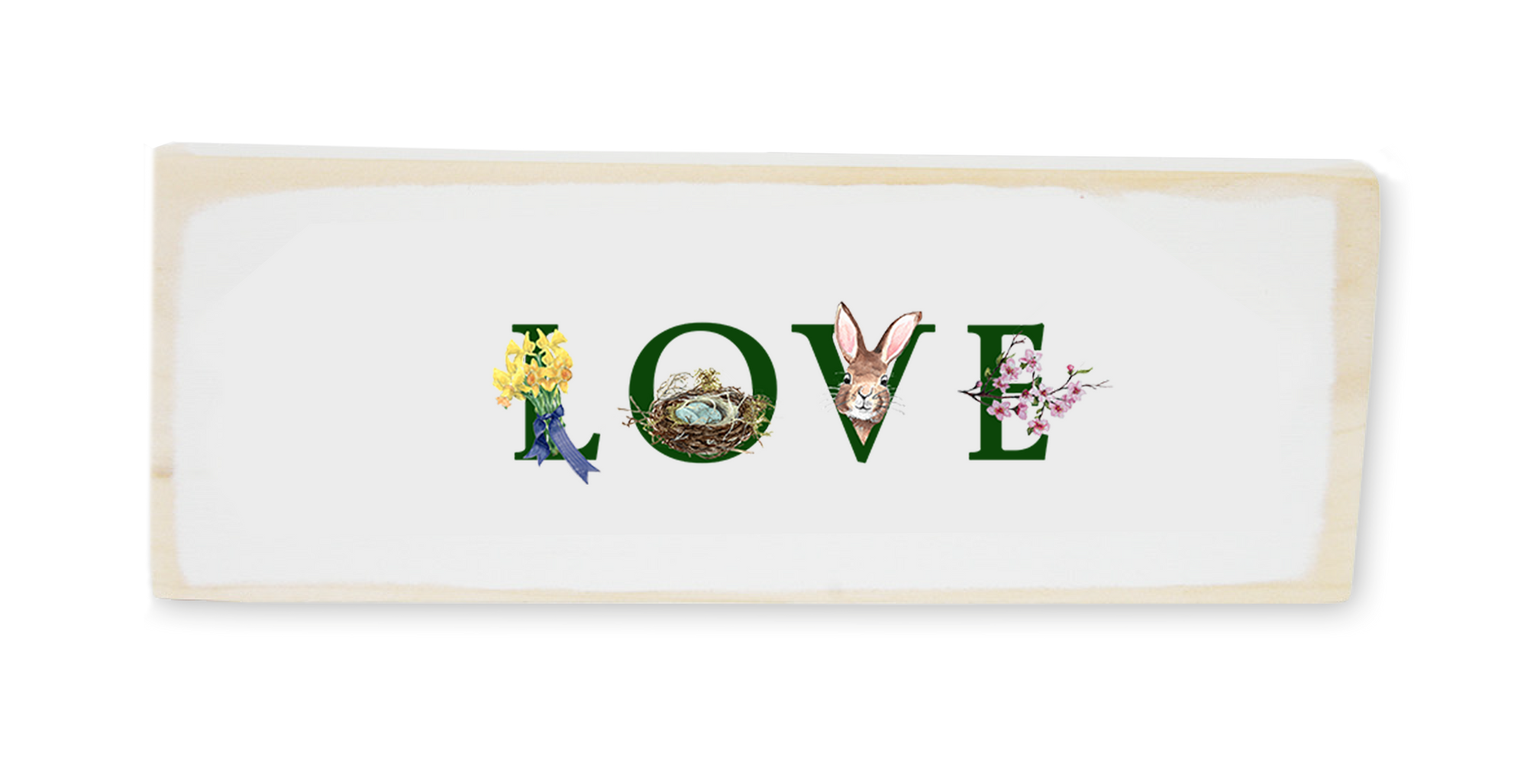 LOVE Spring wood block rectangle