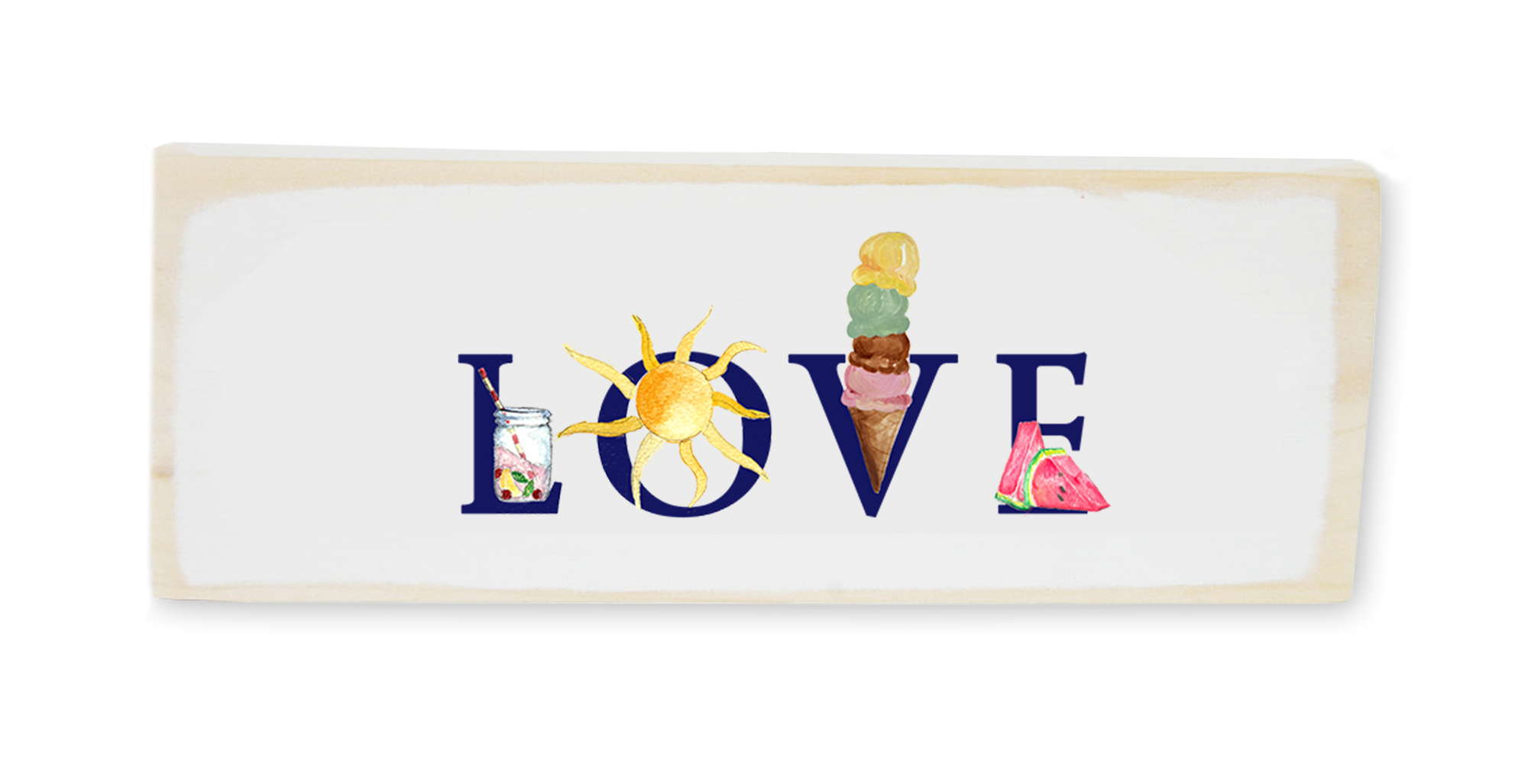 LOVE Summer wood block rectangle