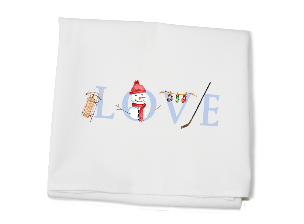 LOVE Winter flour sack towel