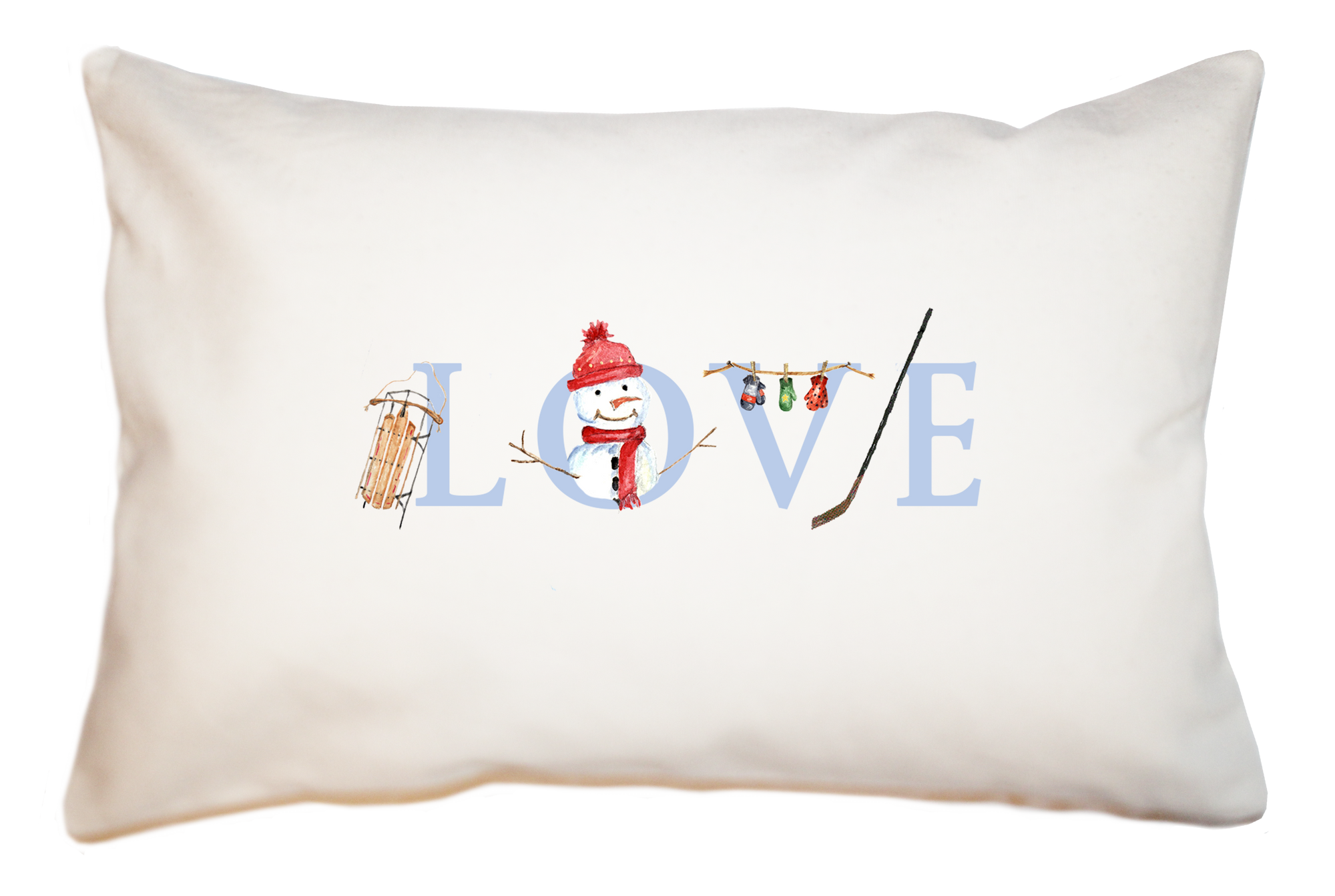 LOVE Winter large rectangle pillow