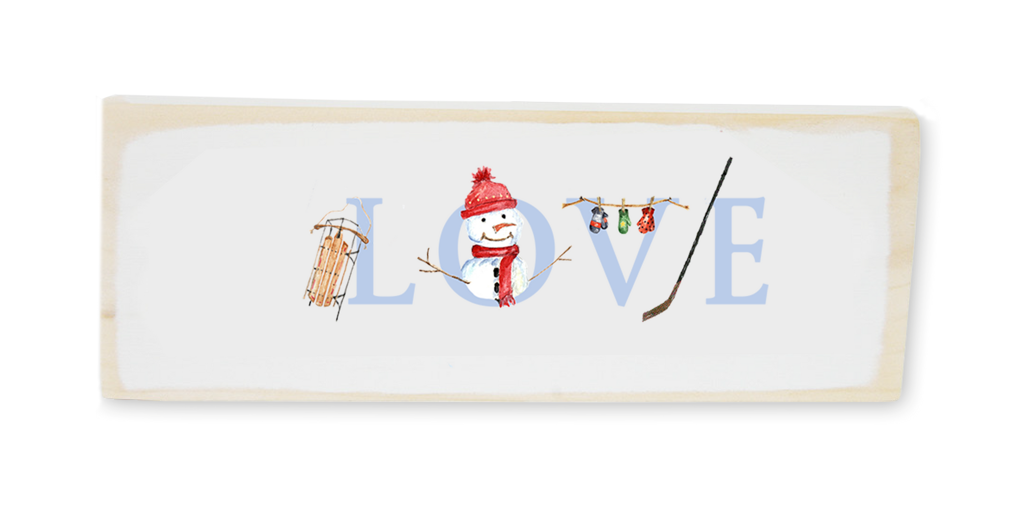 LOVE Winter wood block rectangle