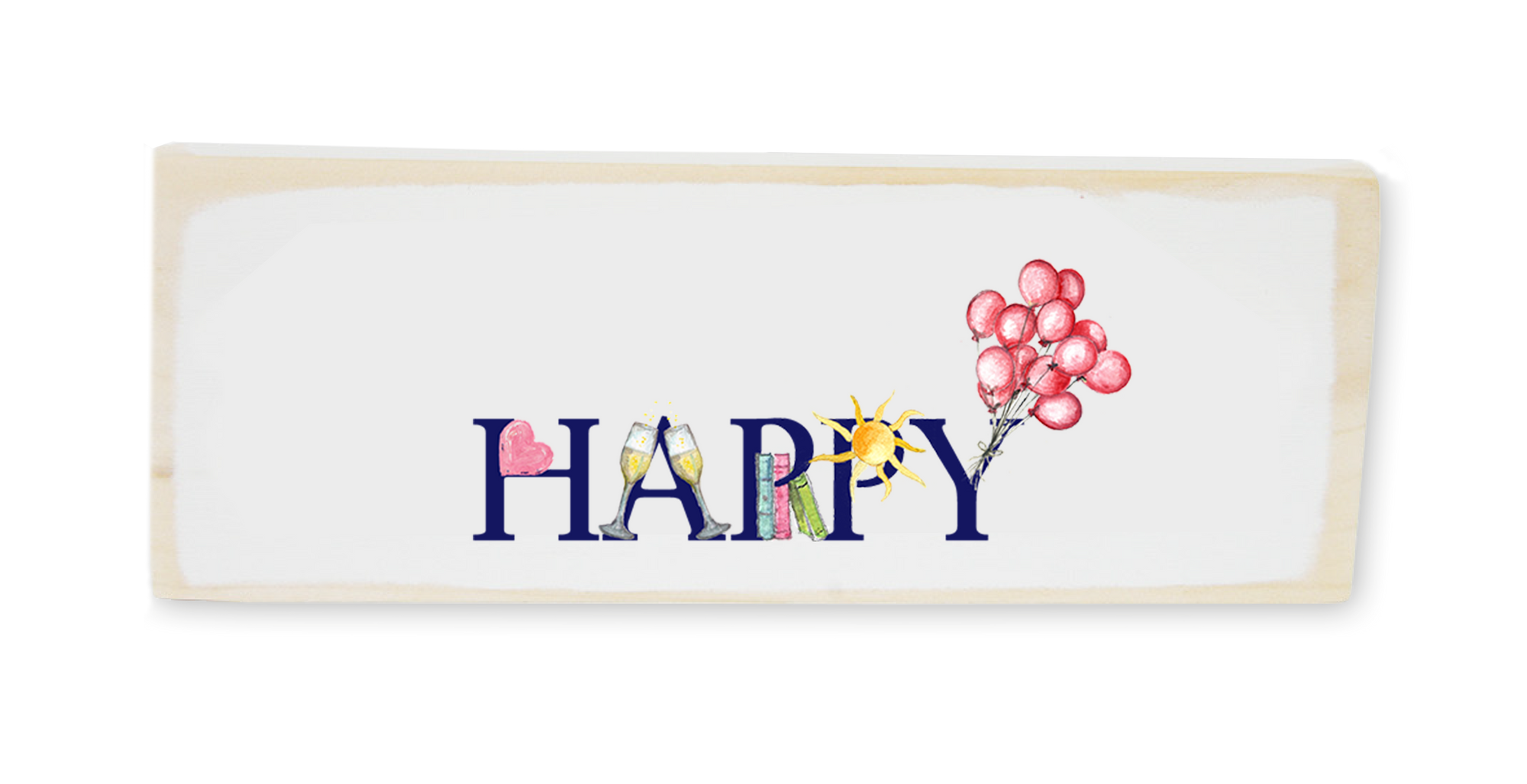 happy wood block rectangle