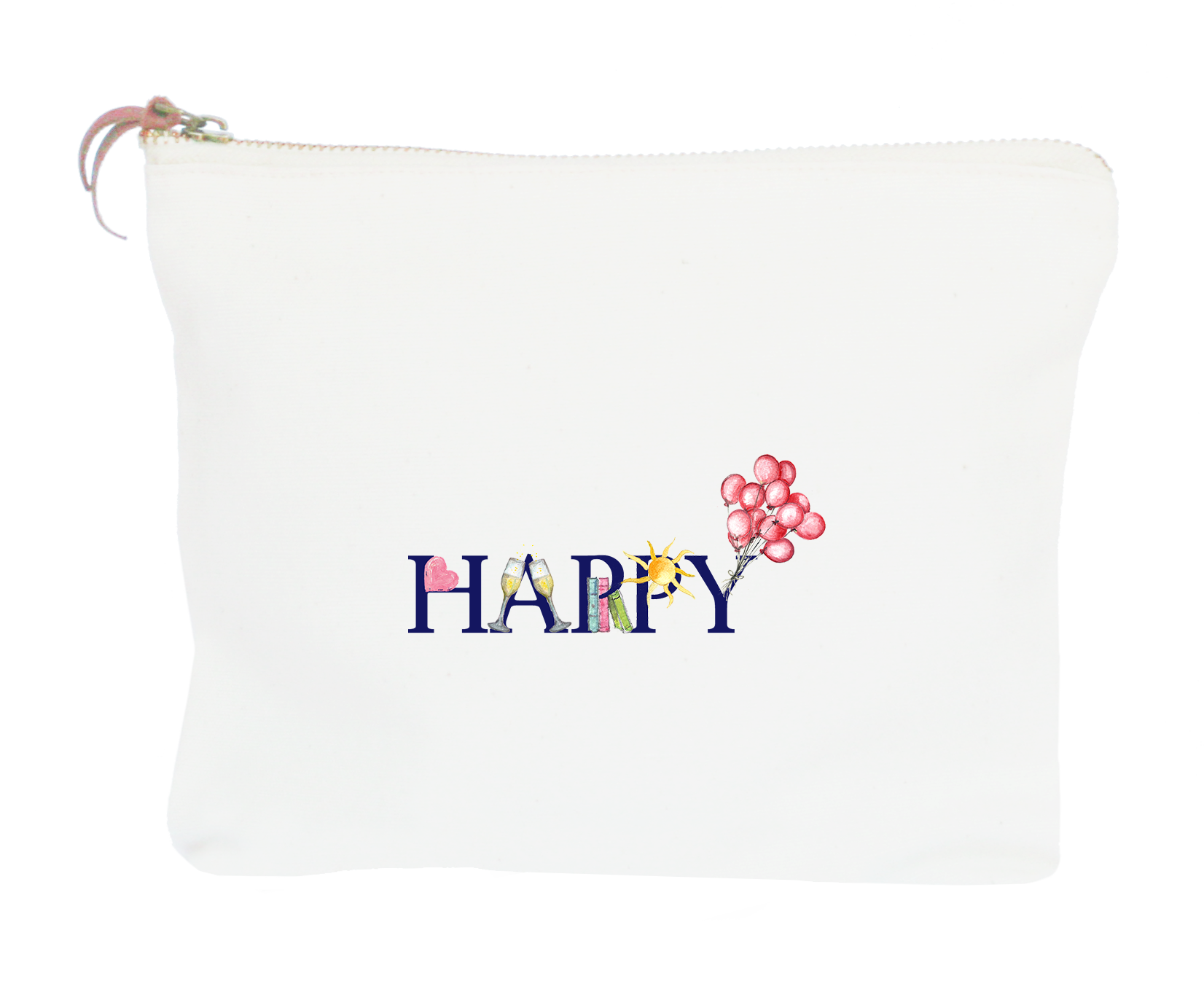 happy zipper pouch