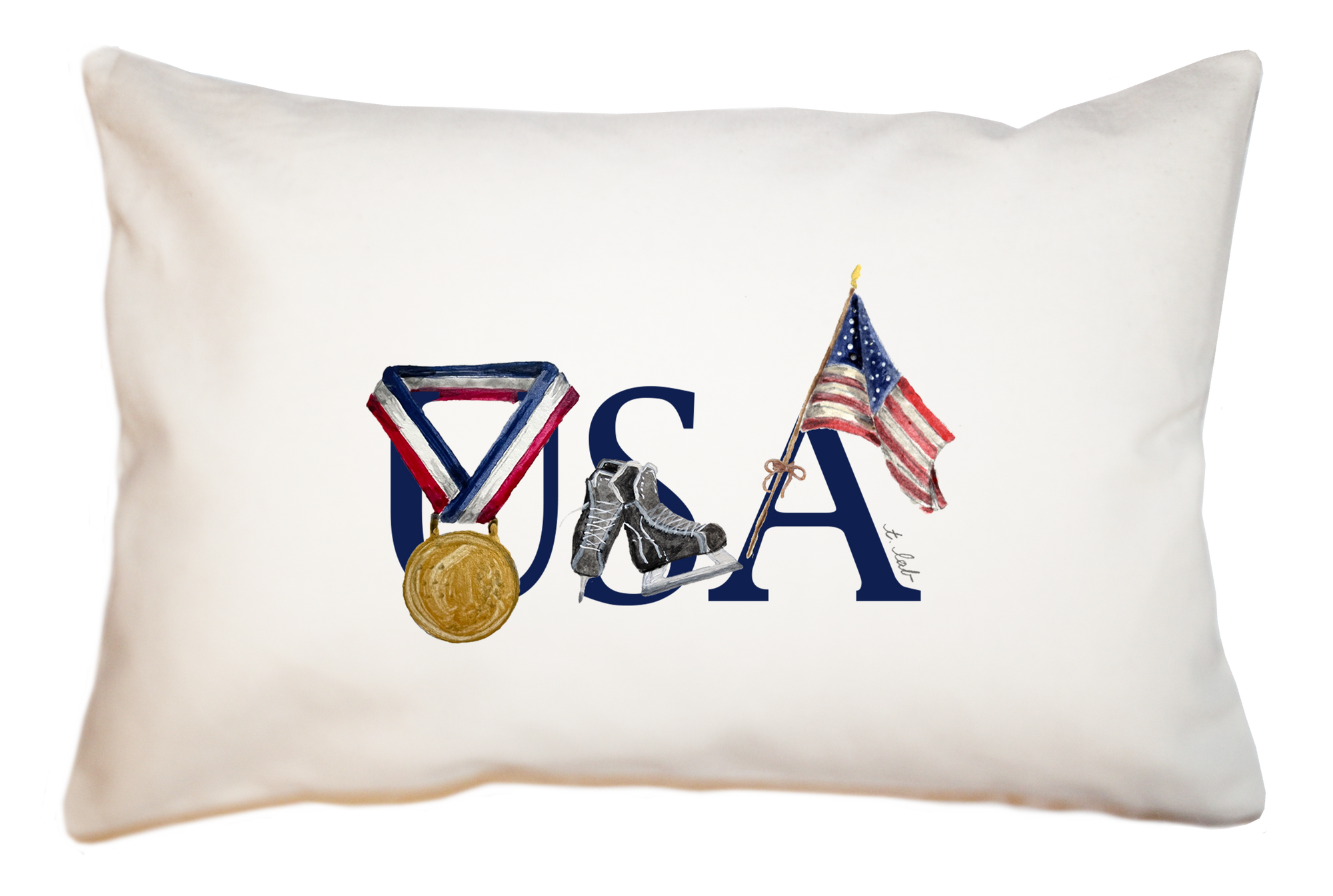2026 Olympic Hockey gold large rectangle pillow