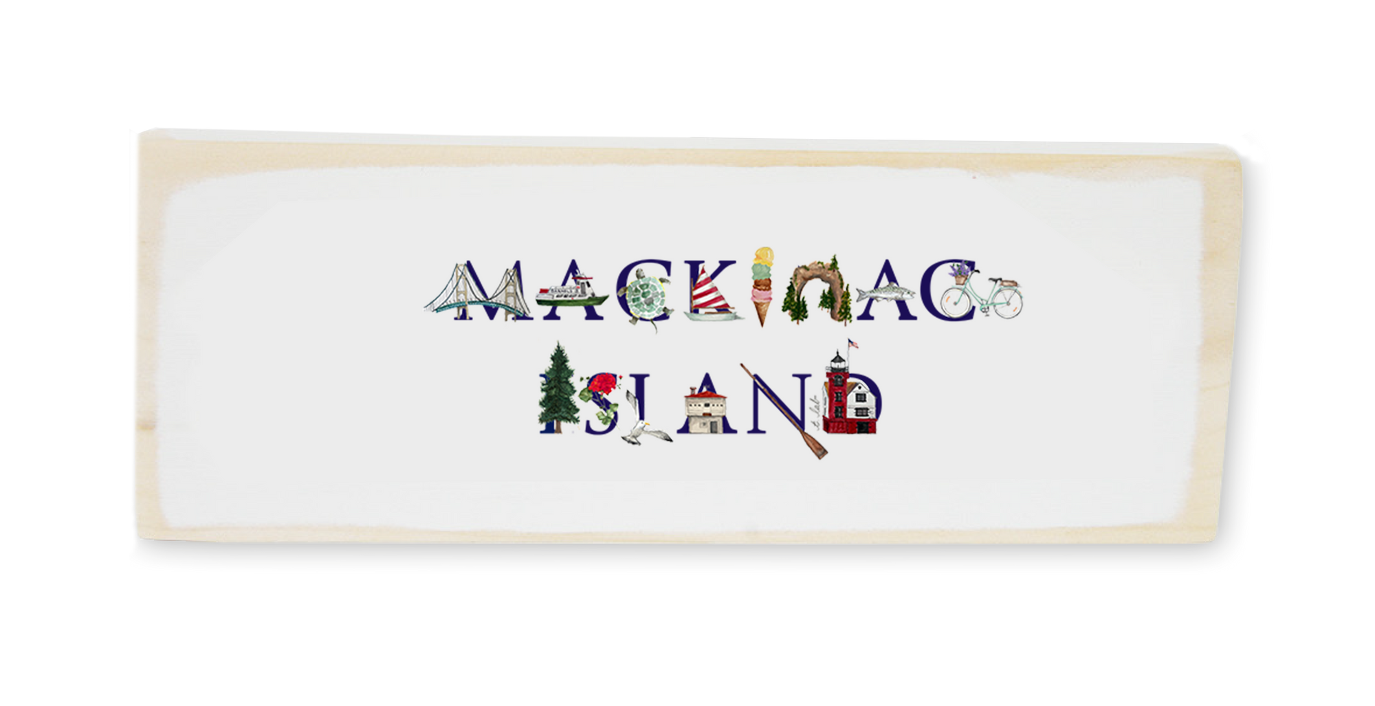 mackinac island wood block rectangle