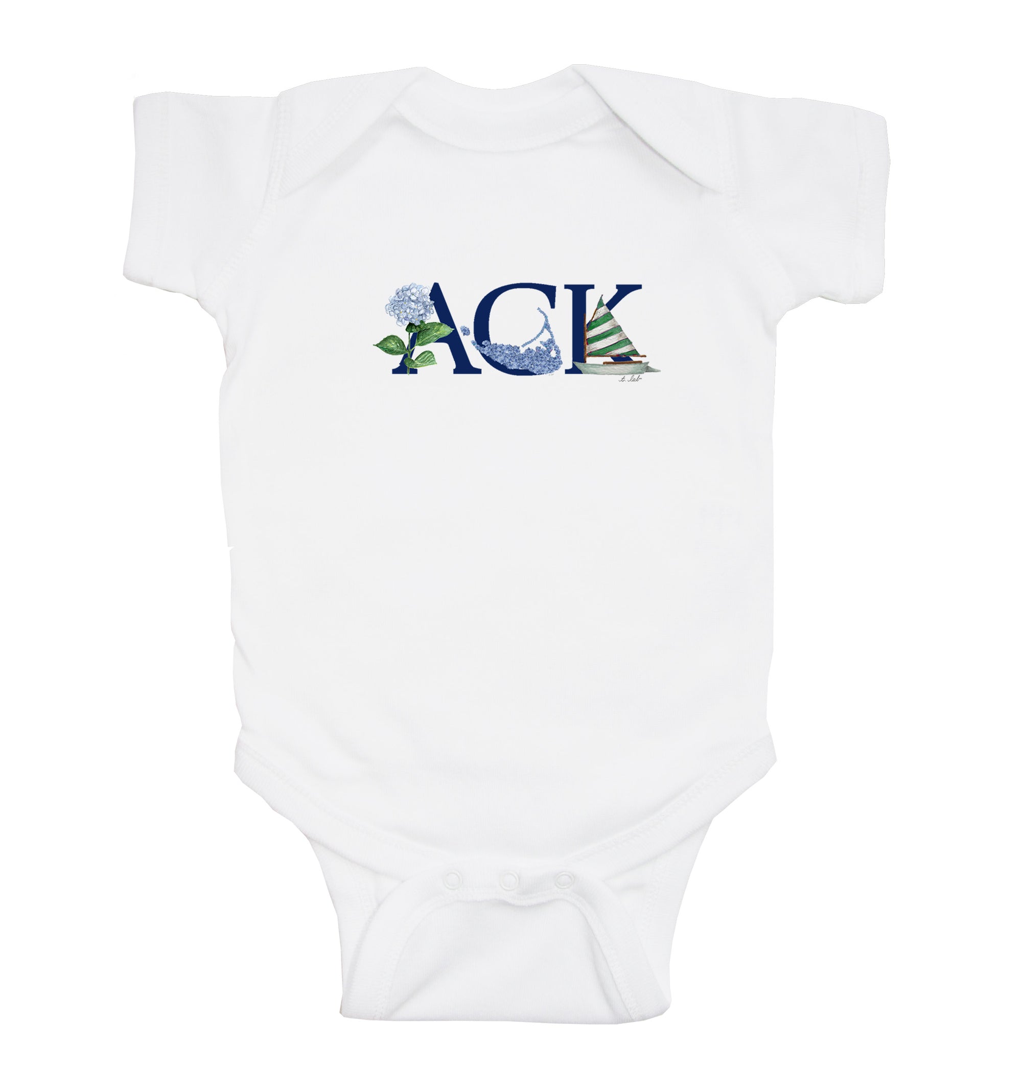 ack hydrangea baby snap up short sleeve