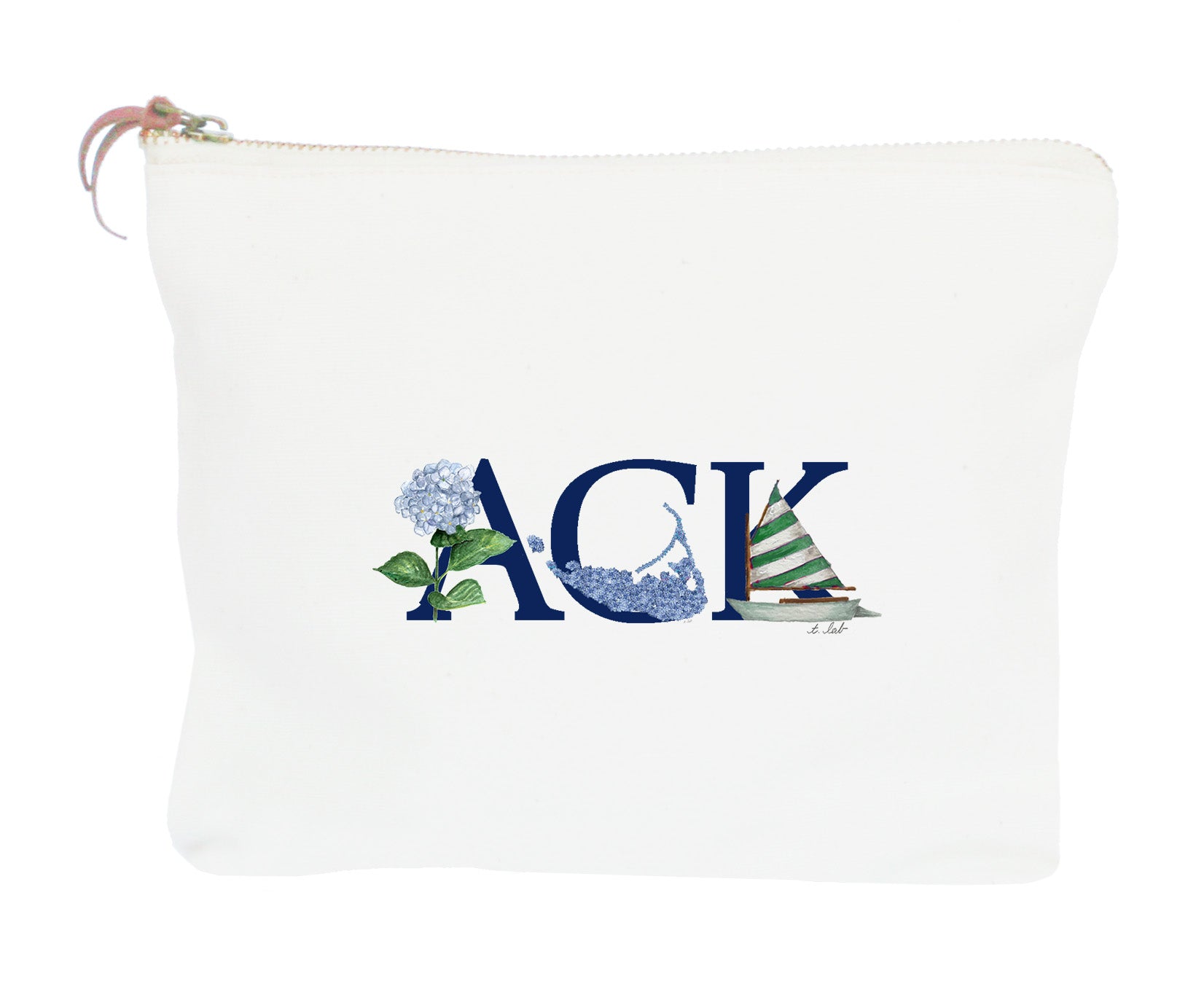 ack hydrangea zipper pouch