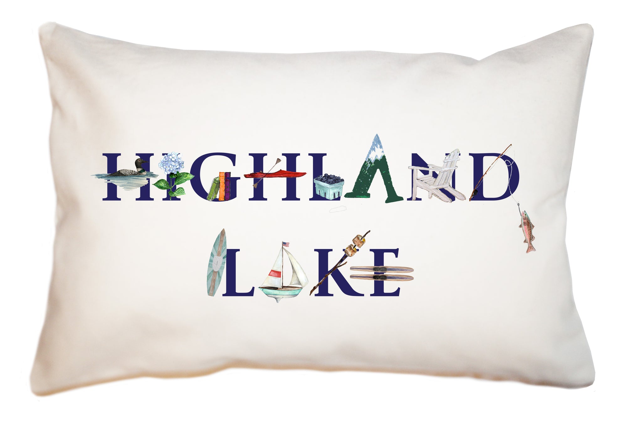 highland lake large rectangle pillow