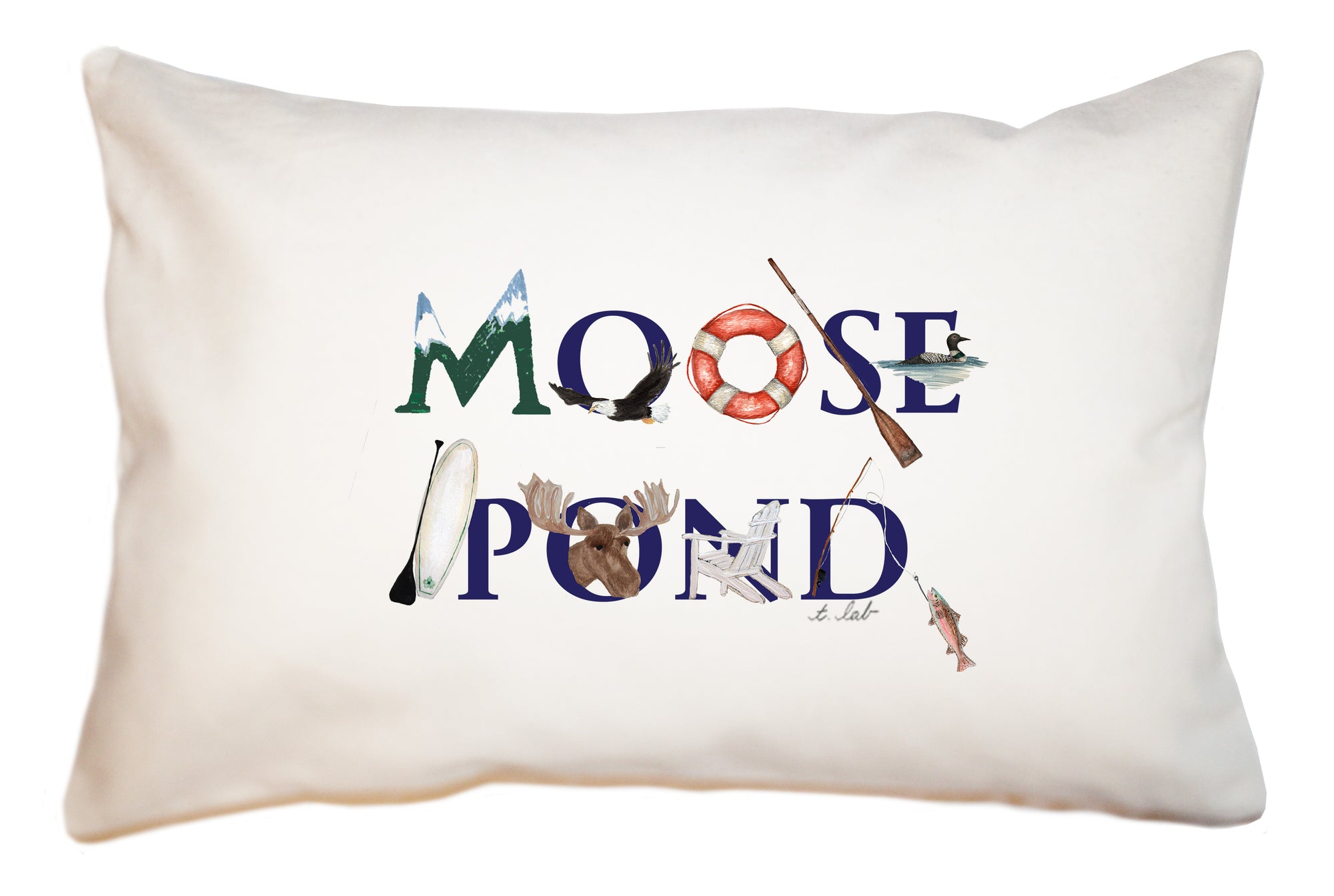 moose pond large rectangle pillow