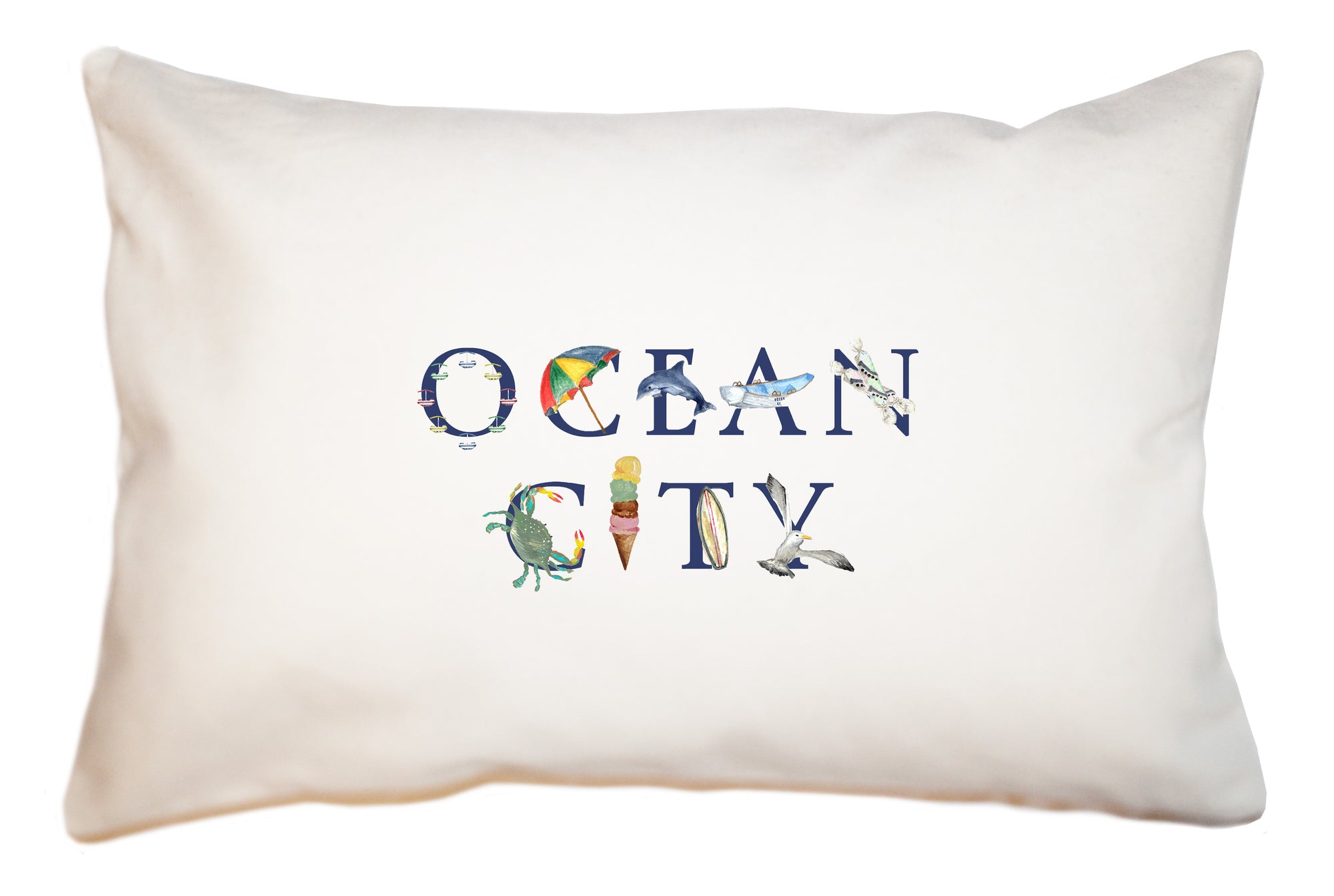 ocean city large rectangle pillow