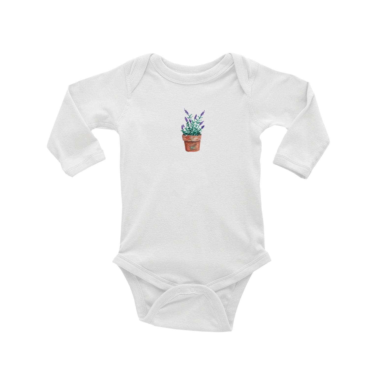 lavender in pot baby snap up long sleeve
