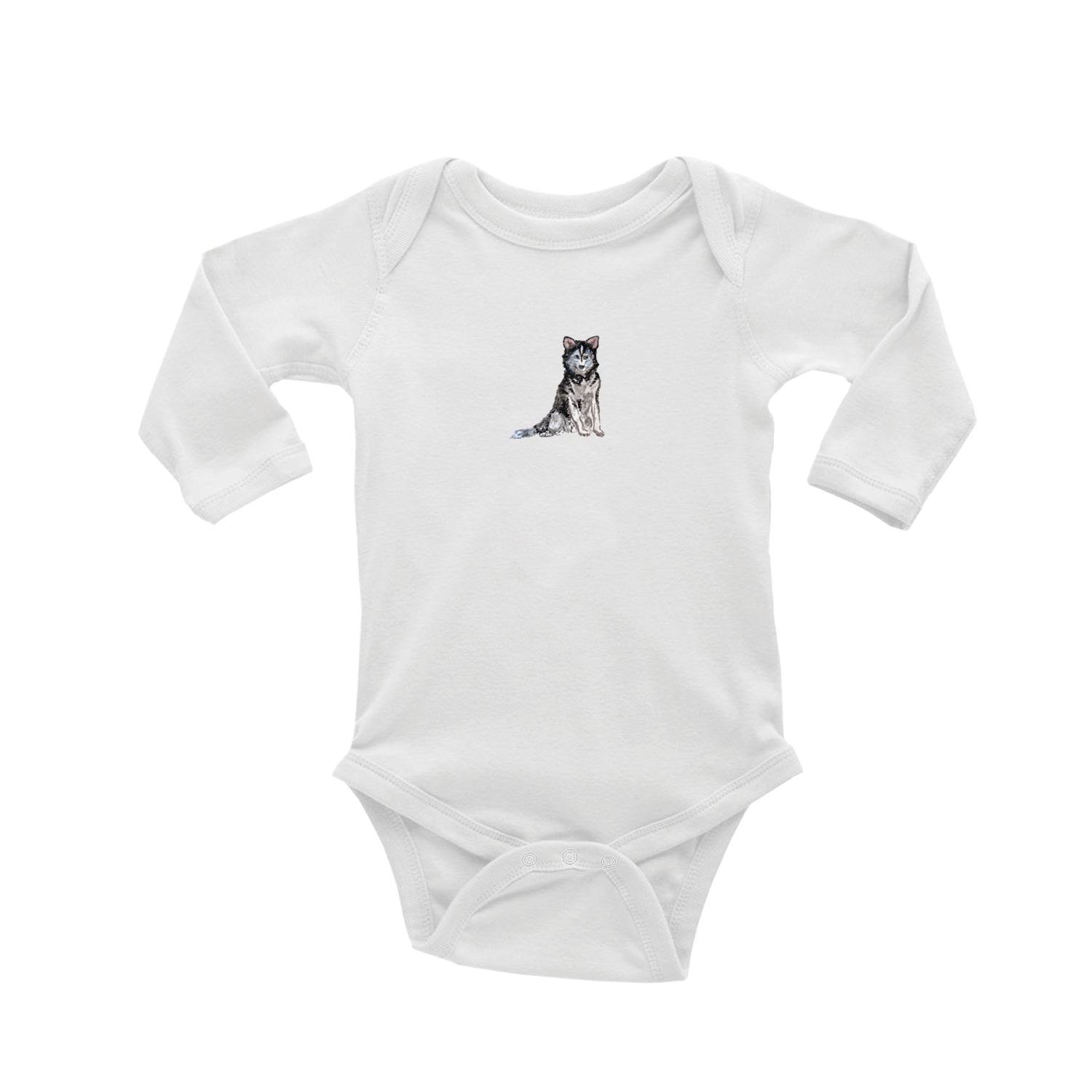 siberian husky baby snap up long sleeve