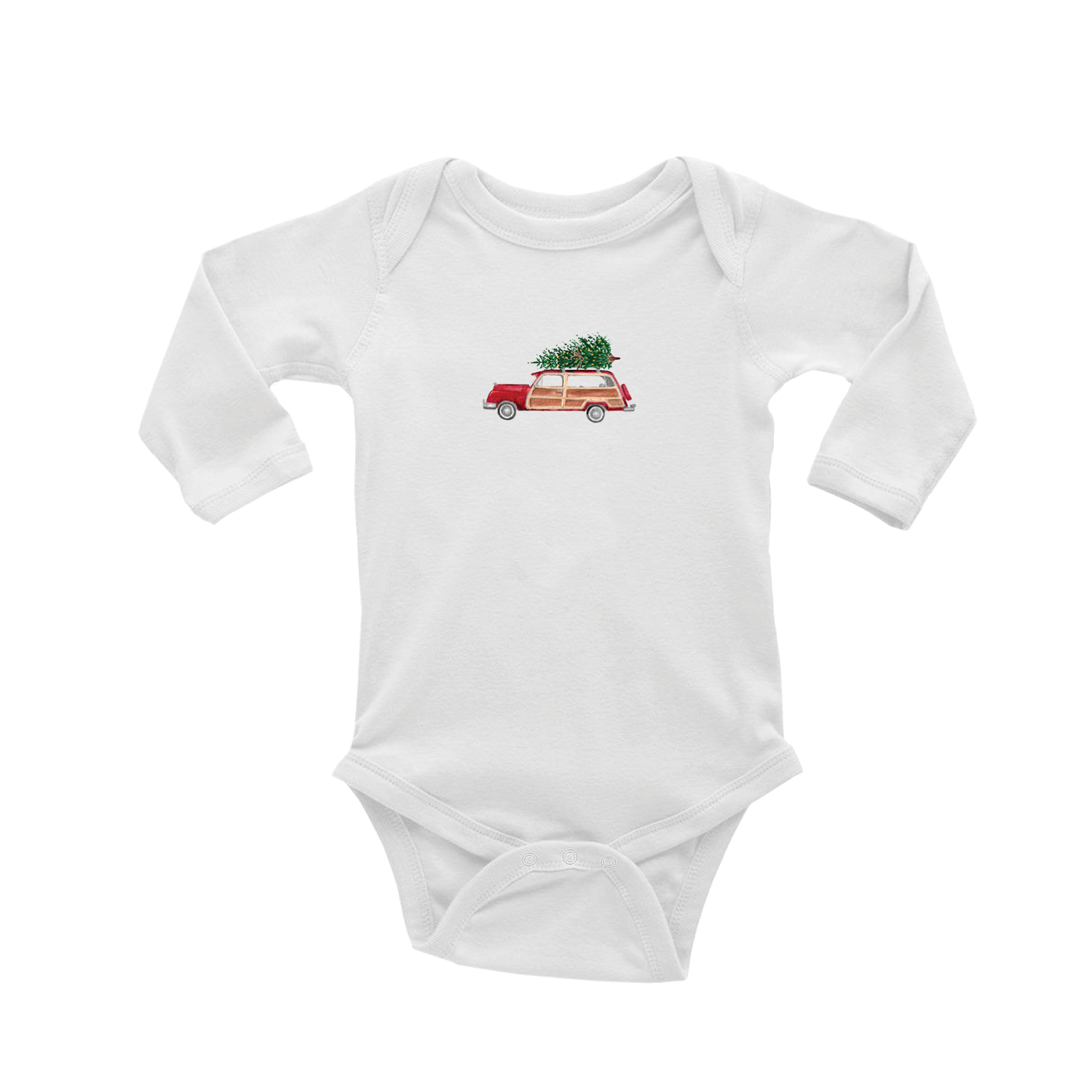 red woody with tree baby snap up long sleeve