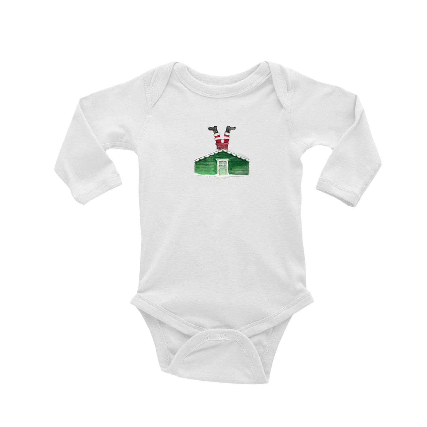 santa upside sown baby snap up long sleeve